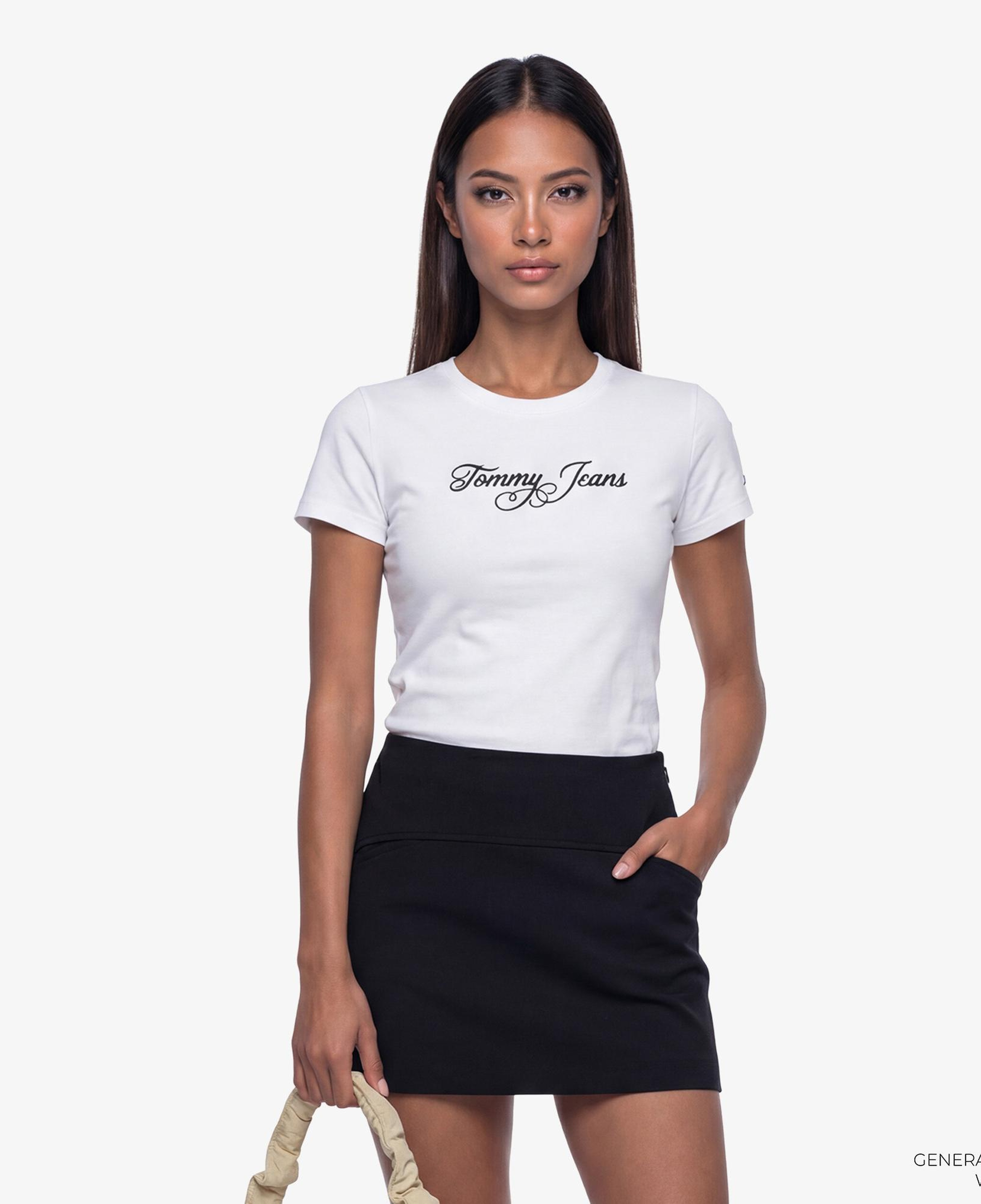 Tommy Hilfiger Essential Logo Kadın Beyaz T-Shirt
