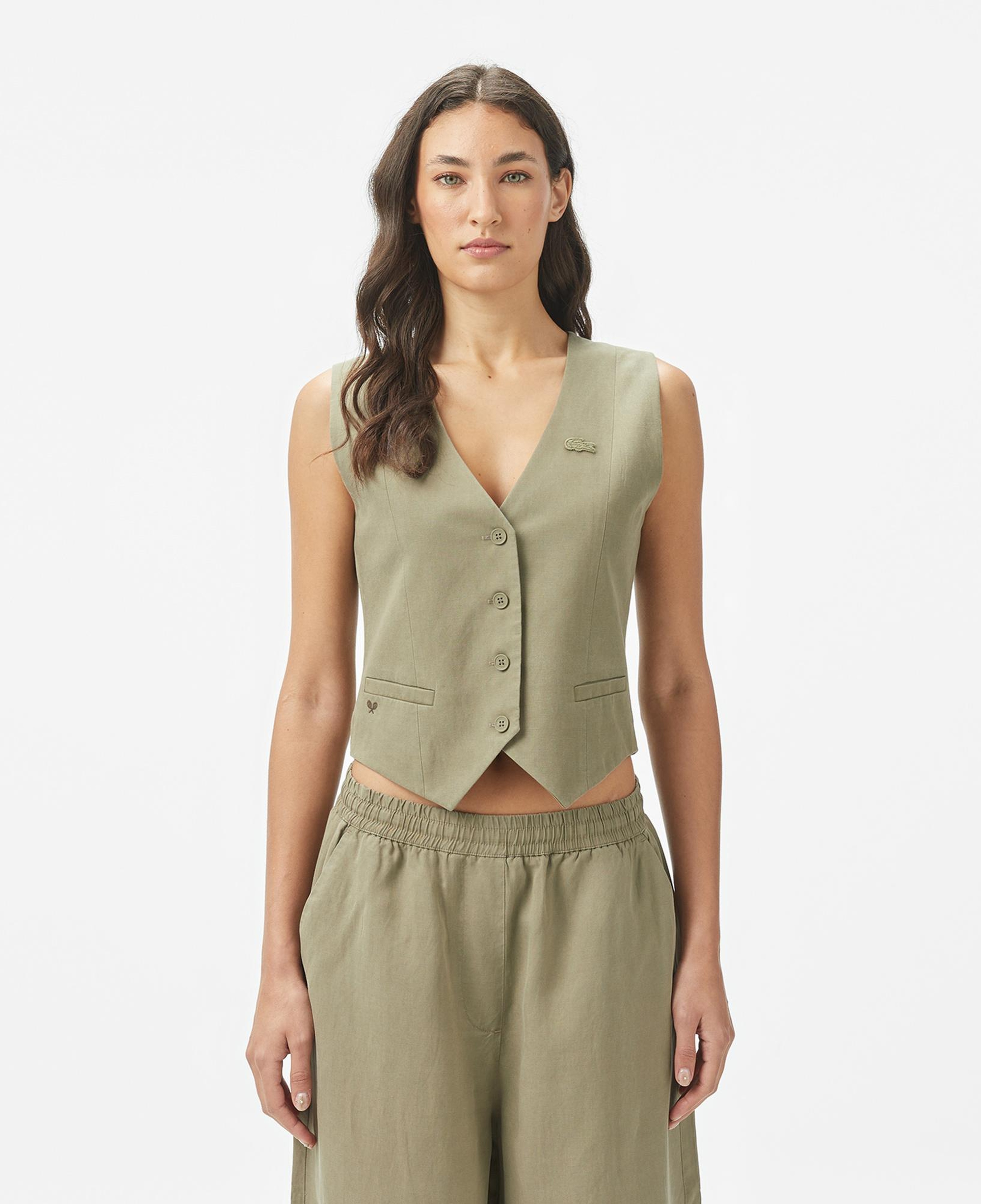 Lacoste Kadın Slim Fit Haki Yelek