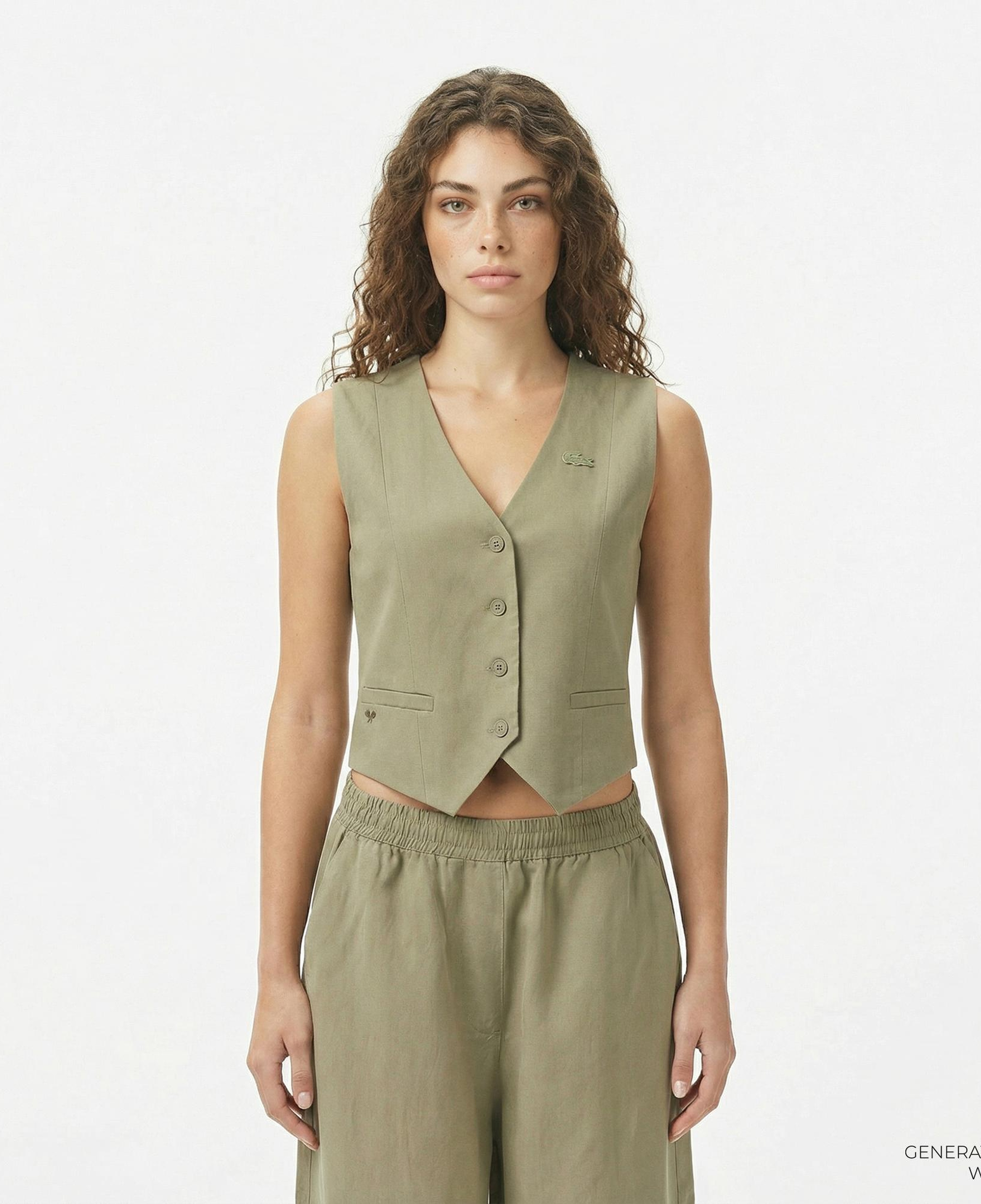 Lacoste Kadın Slim Fit Haki Yelek