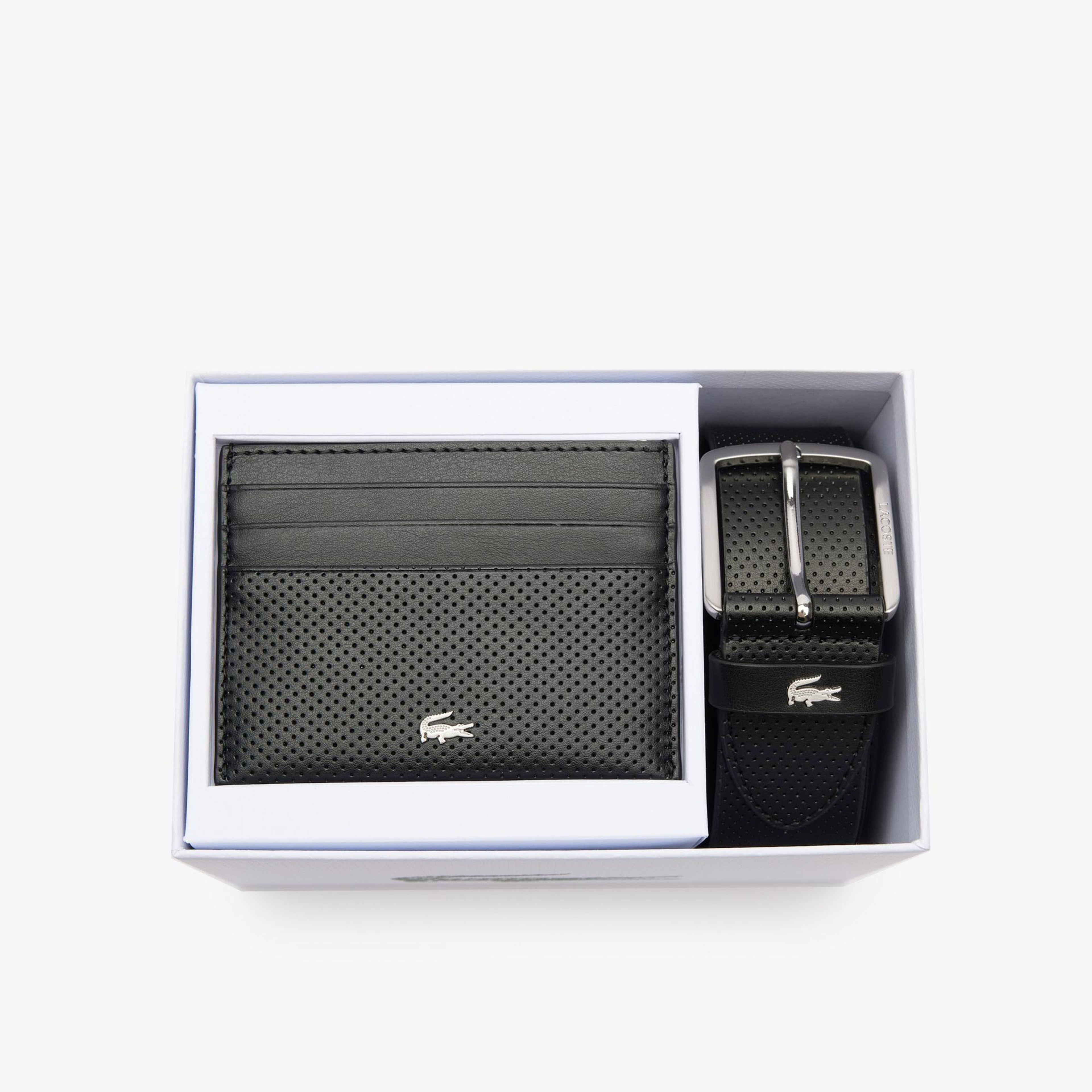 Lacoste Elegance Erkek Deri 2'li Siyah Hediye Seti