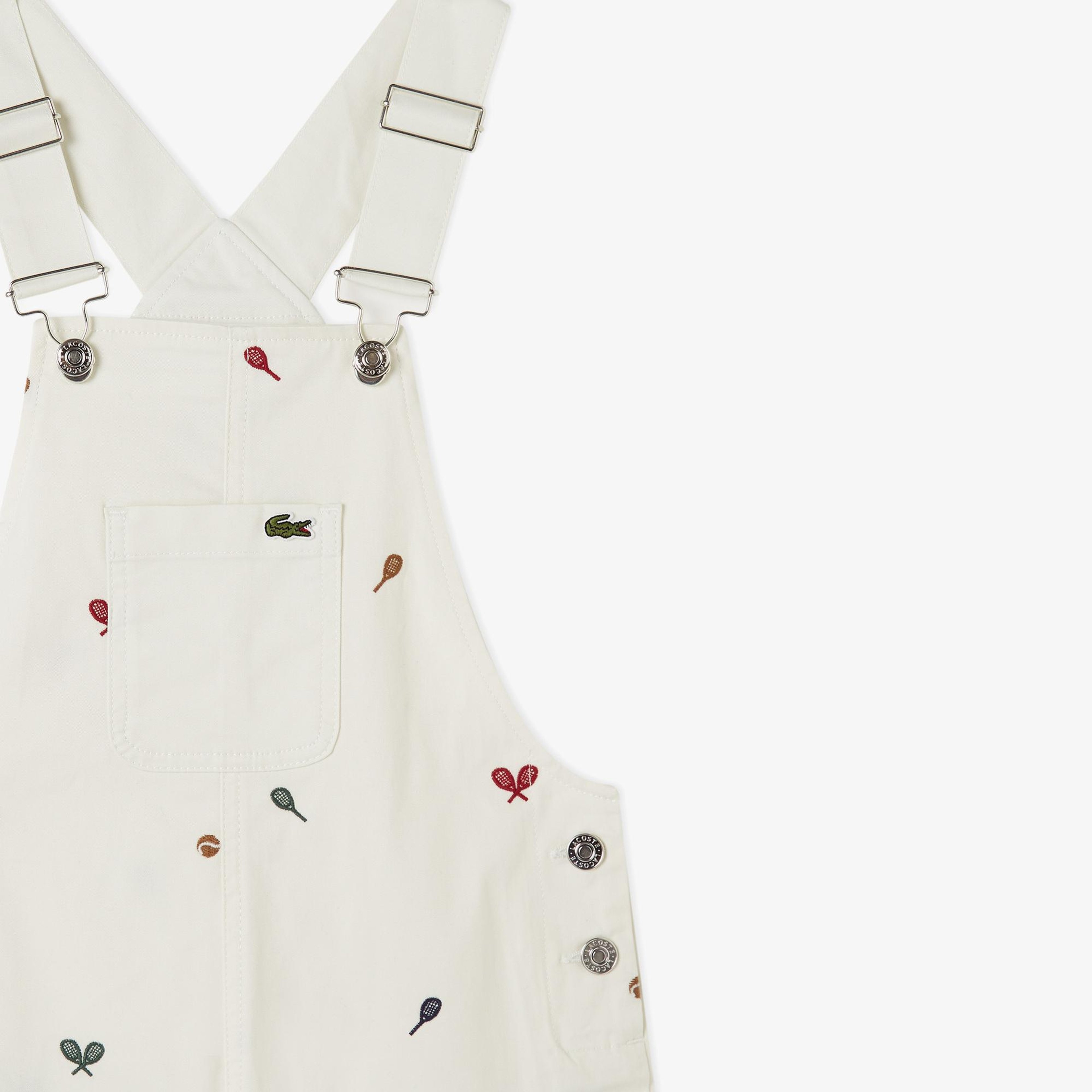 Lacoste Kız Çocuk Desenli Beyaz Salopet
