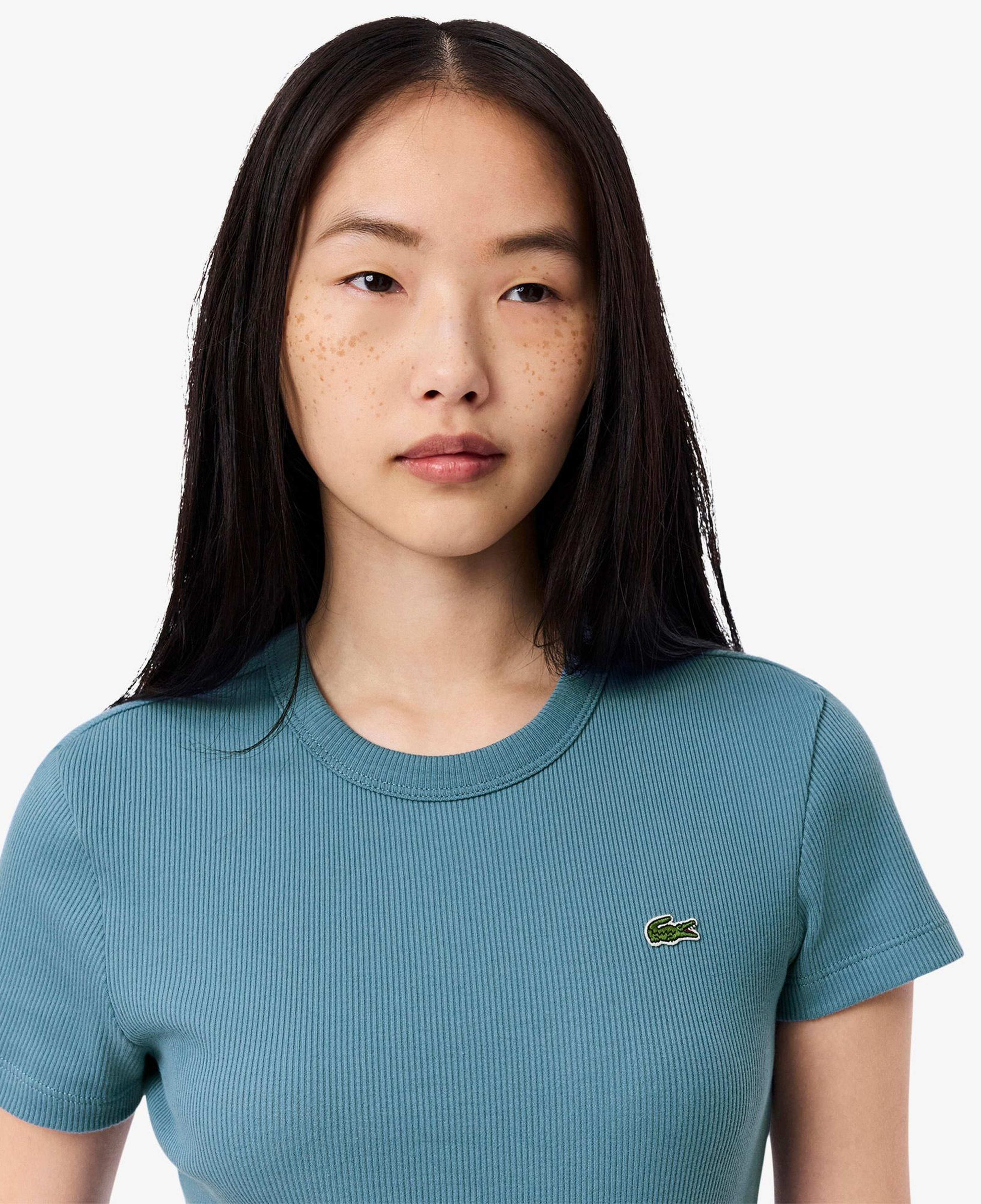 Lacoste Kadın Slim Fit Bisiklet Yaka Mavi T-Shirt