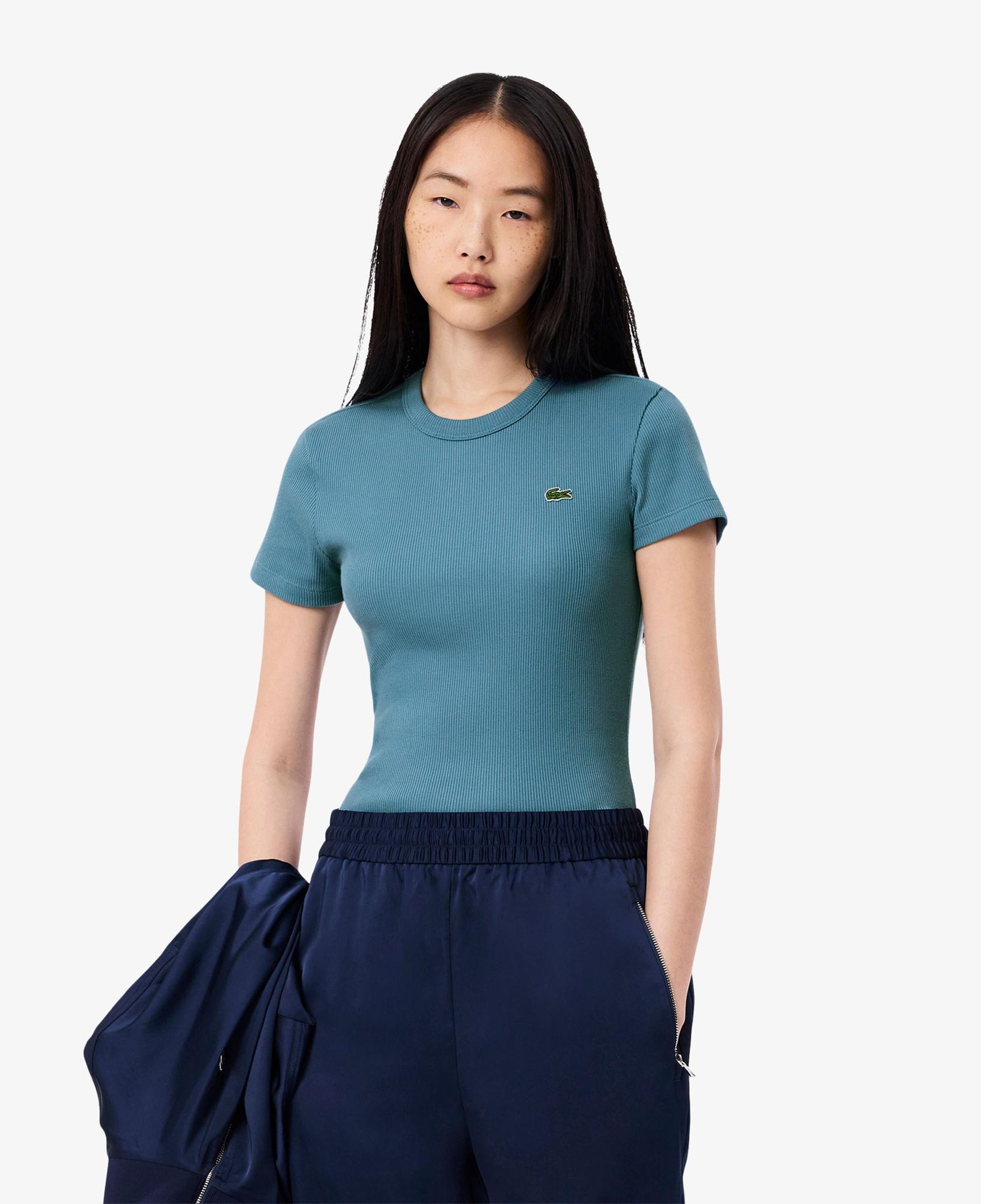 Lacoste Kadın Slim Fit Bisiklet Yaka Mavi T-Shirt