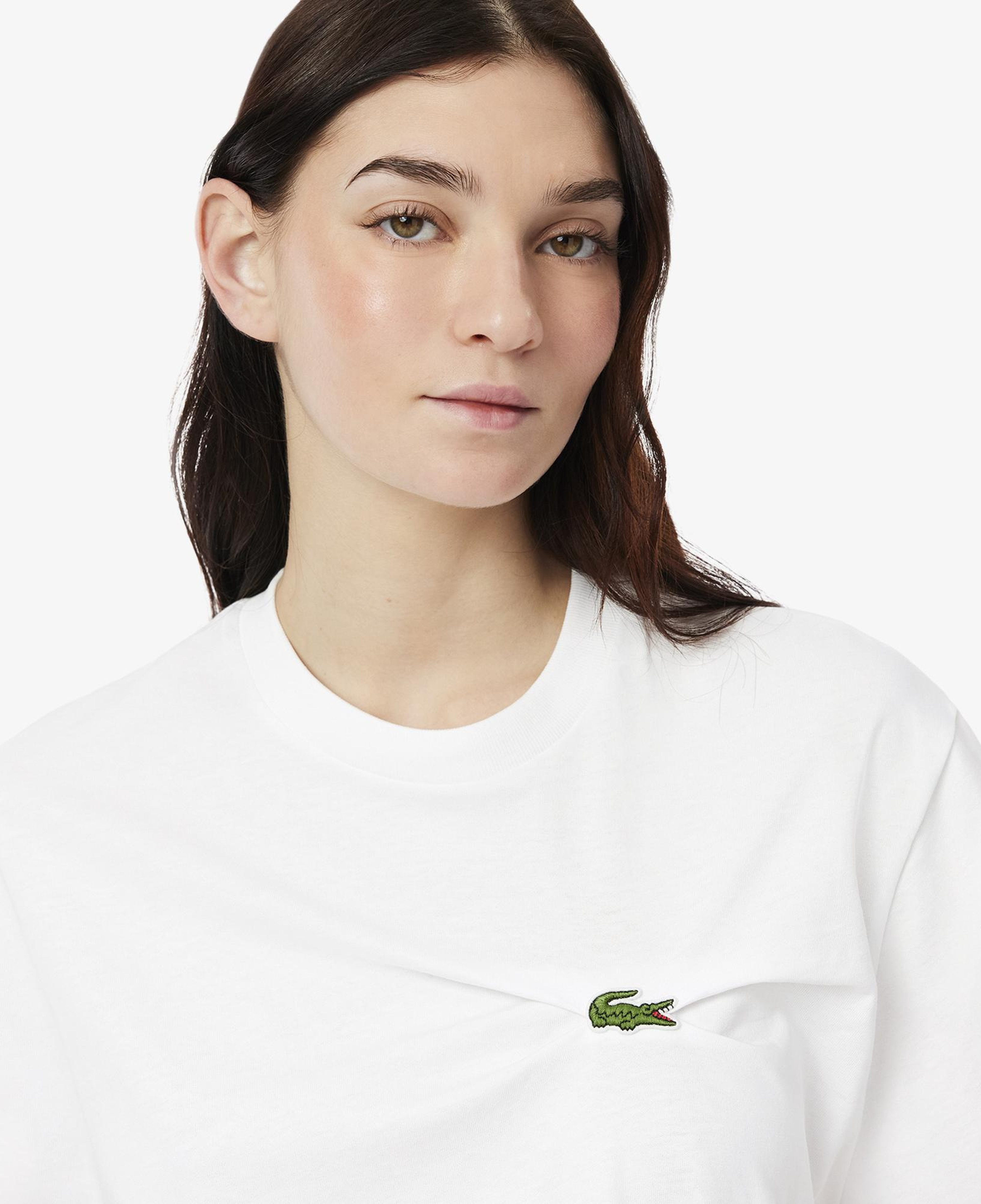 Lacoste Kadın Oversize Fit Bisiklet Yaka Beyaz T-Shirt