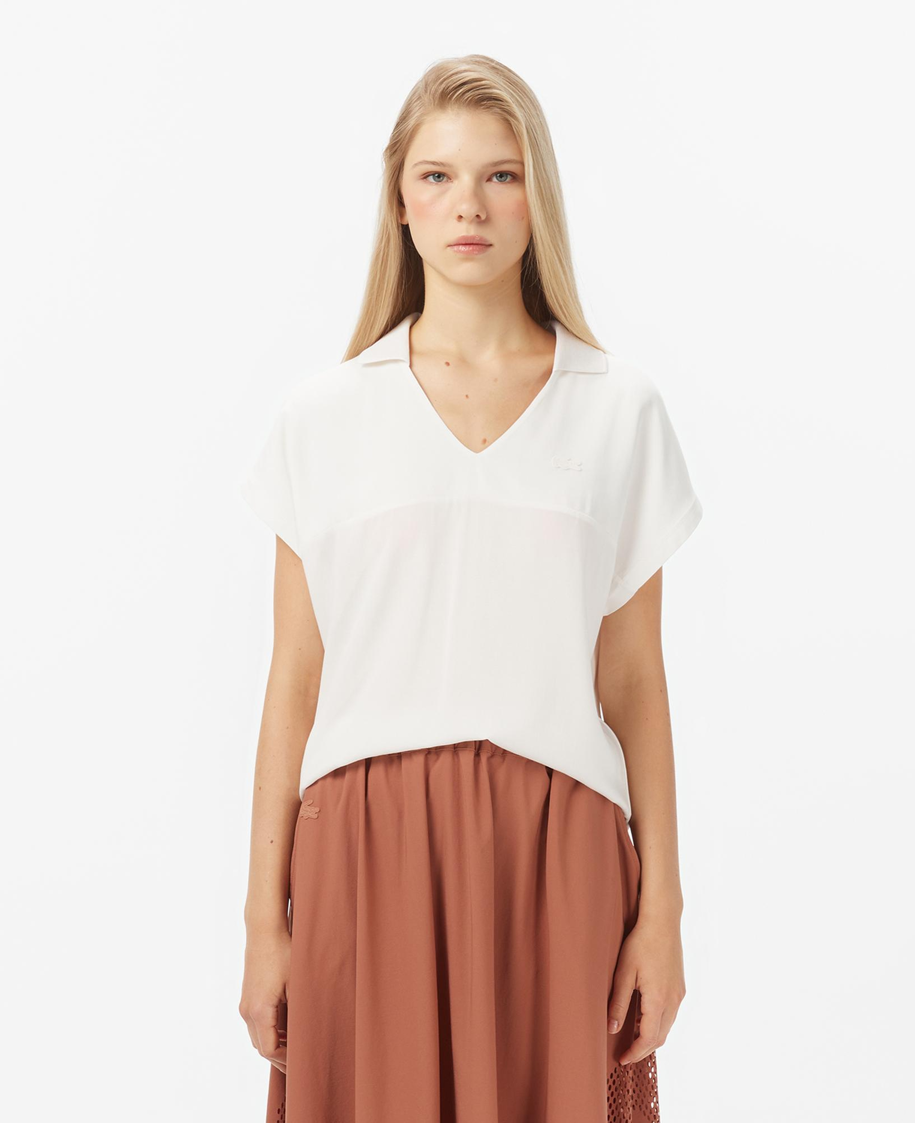 Lacoste Kadın V Yaka Beyaz T-Shirt