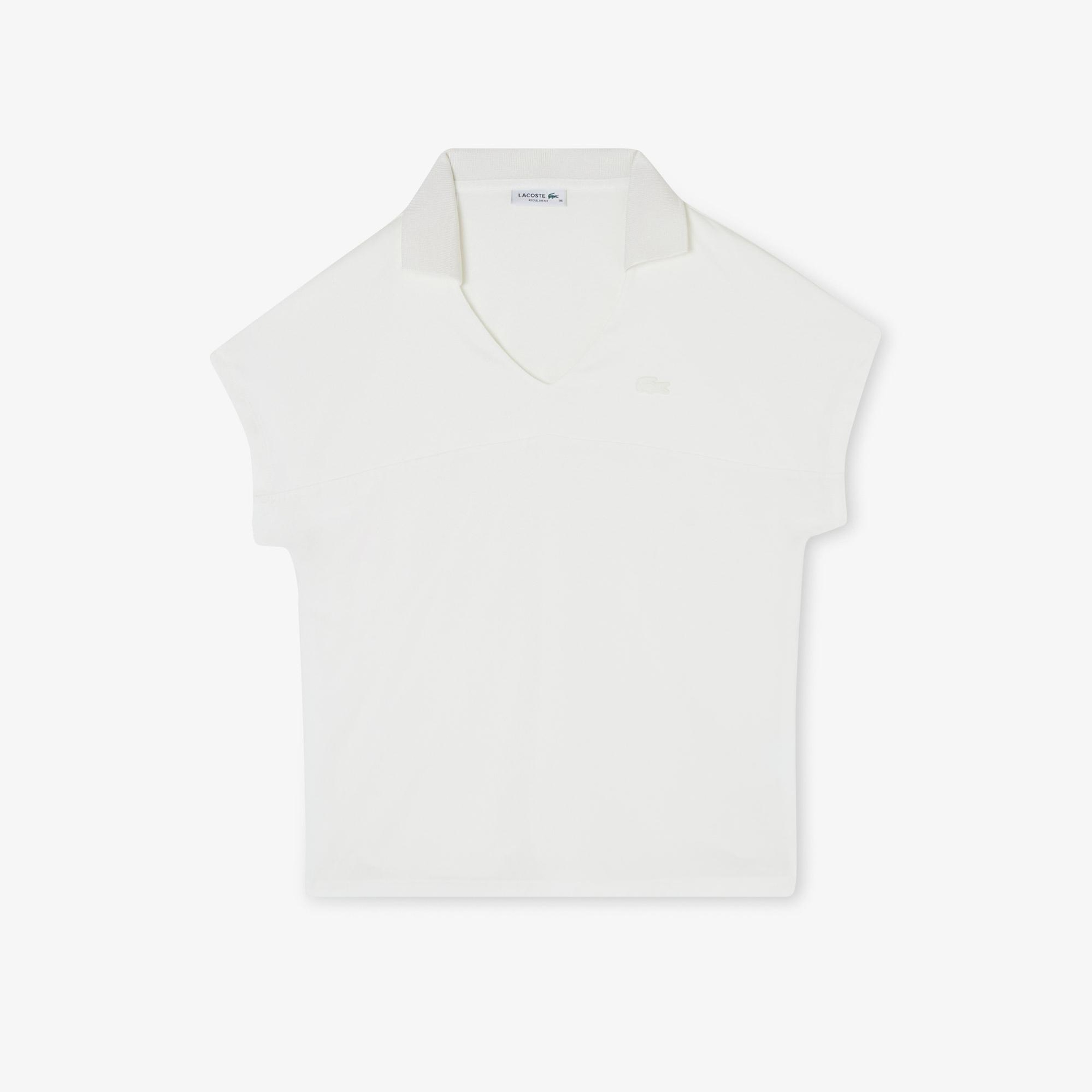 Lacoste Kadın V Yaka Beyaz T-Shirt