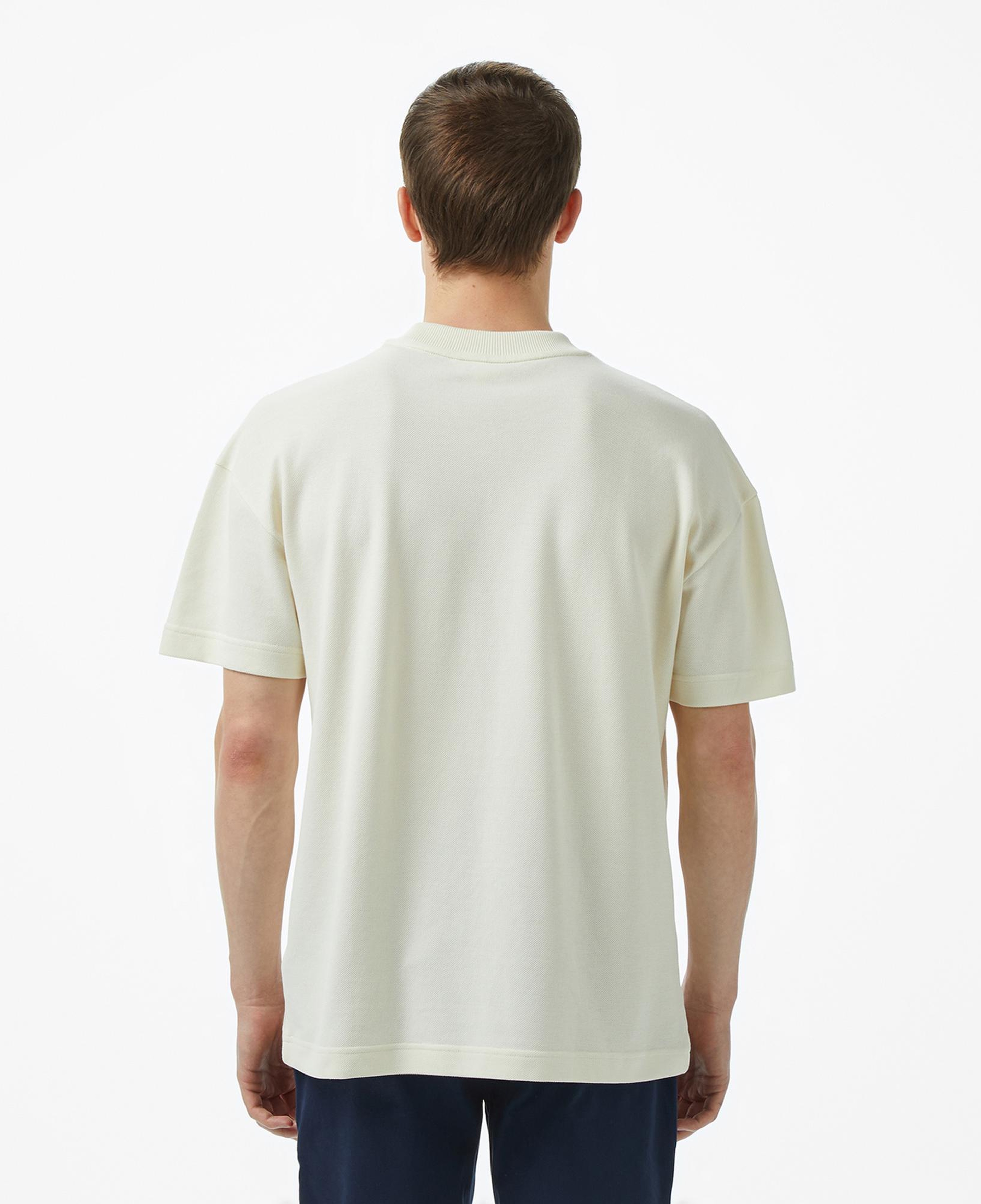 Lacoste Erkek Oversize Fit Bisiklet Yaka Baskılı Beyaz T-Shirt