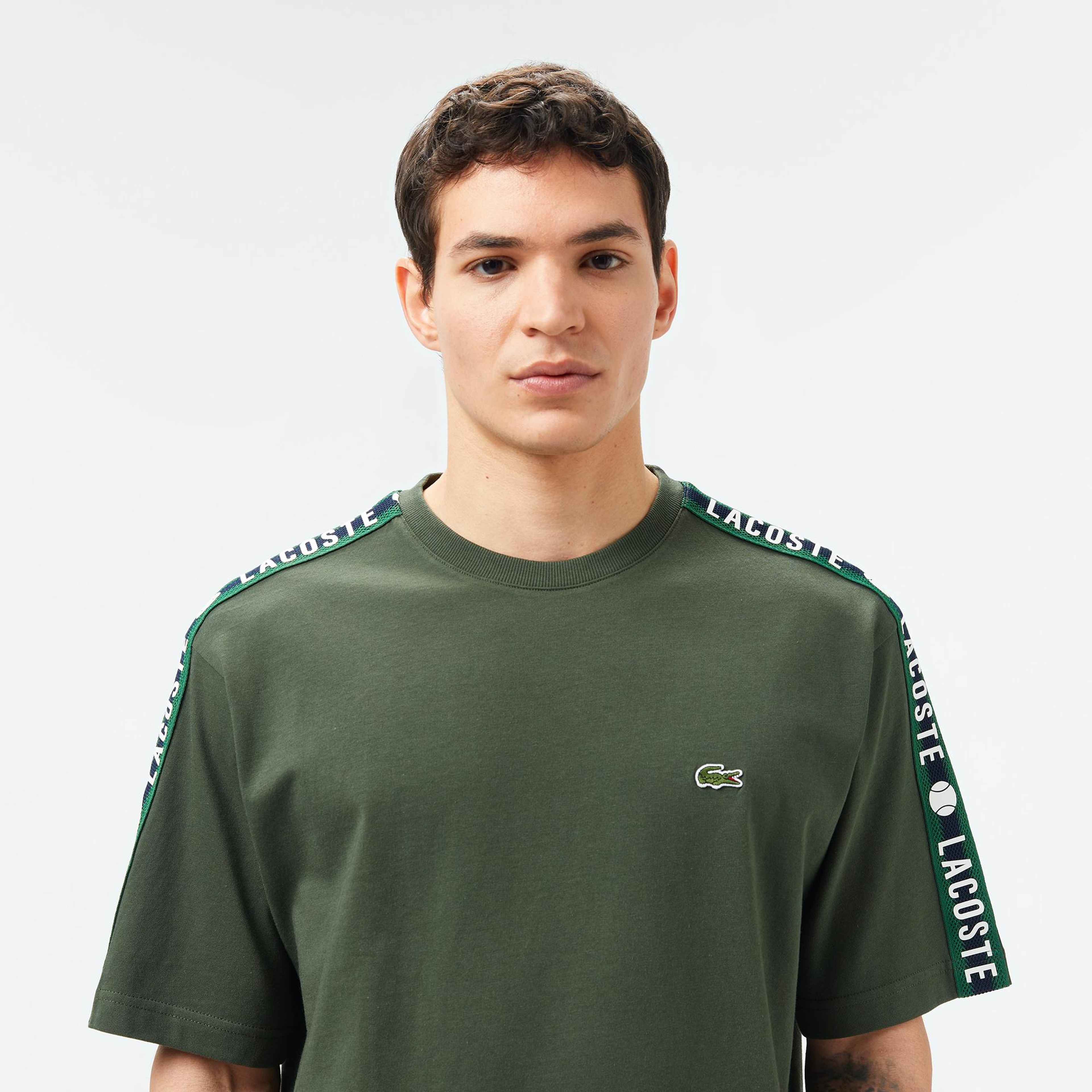 Lacoste Erkek Relaxed Fit Bisiklet Yaka Baskılı Koyu Yeşil T-Shirt