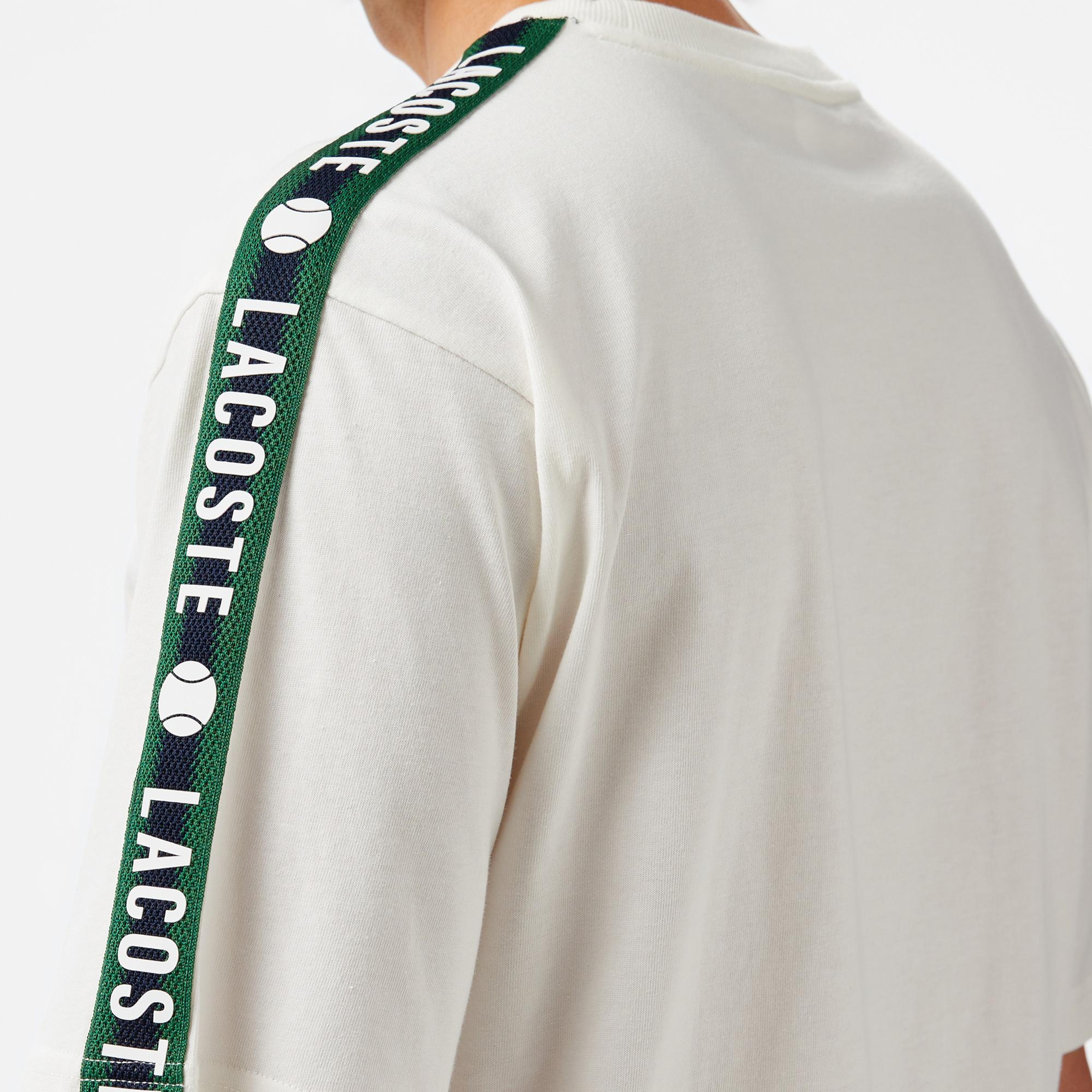 Lacoste Erkek Relaxed Fit Bisiklet Yaka Baskılı Beyaz T-Shirt