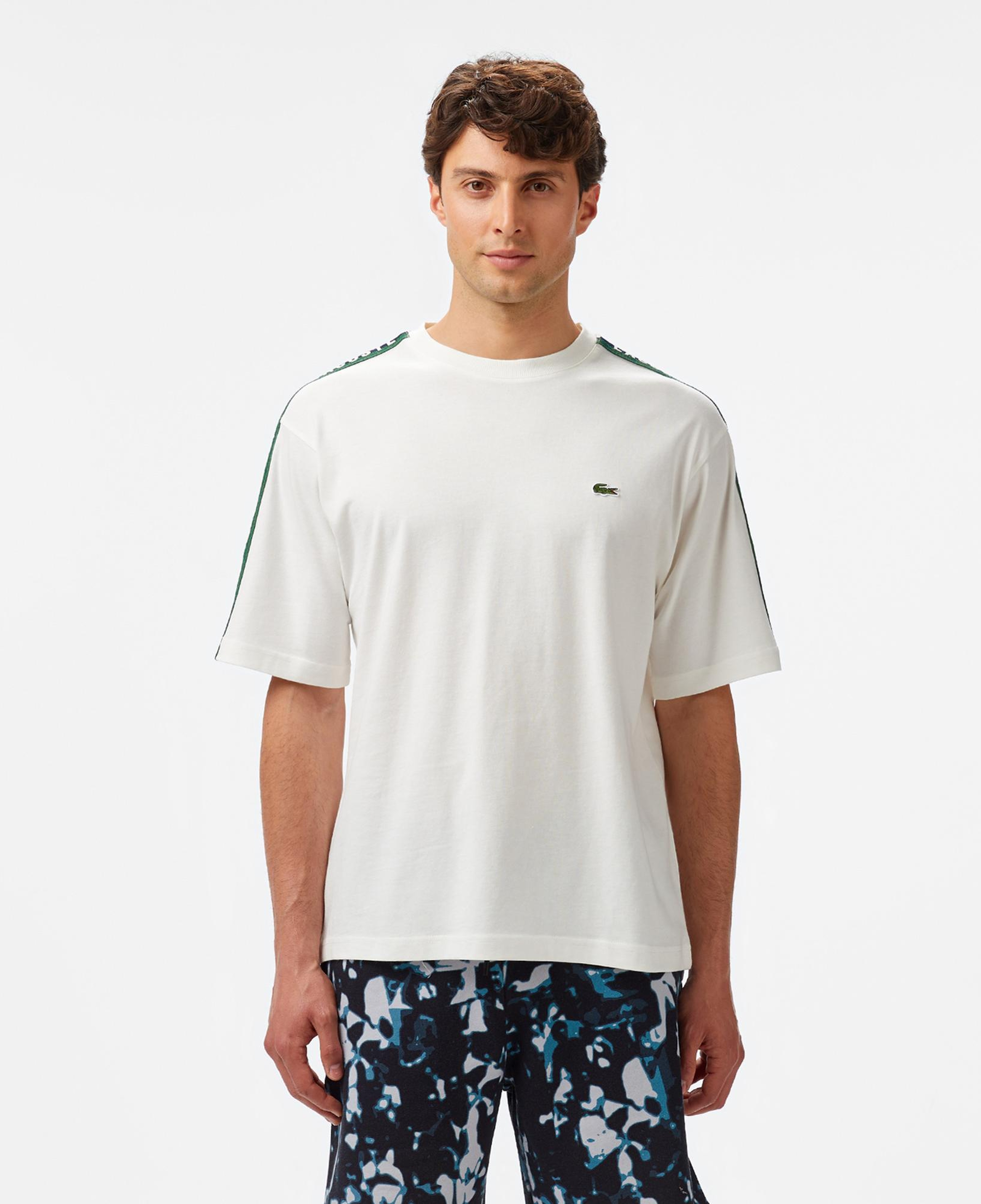 Lacoste Erkek Relaxed Fit Bisiklet Yaka Baskılı Beyaz T-Shirt