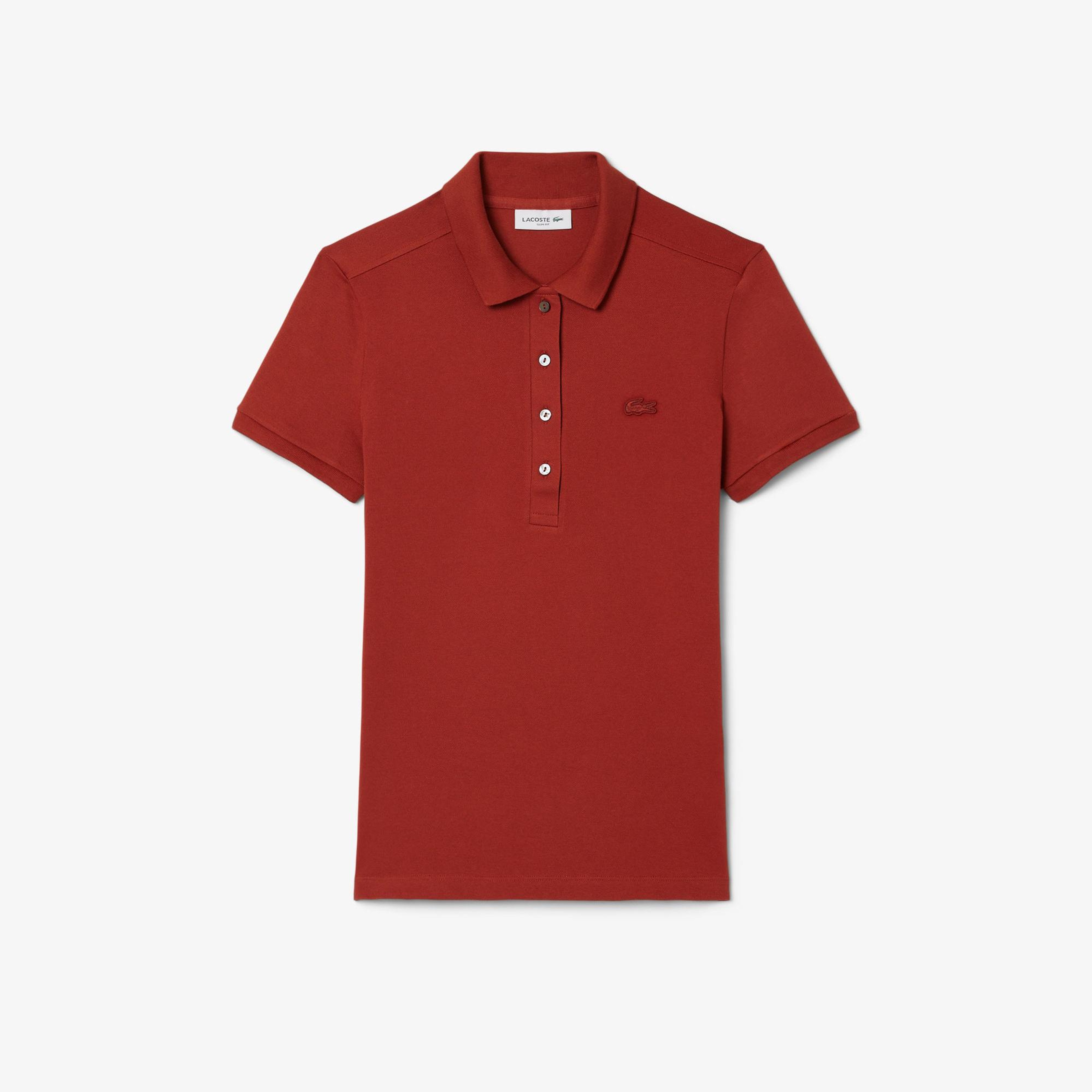 Lacoste L.12.D Kadın Slim Fit Bordo Polo