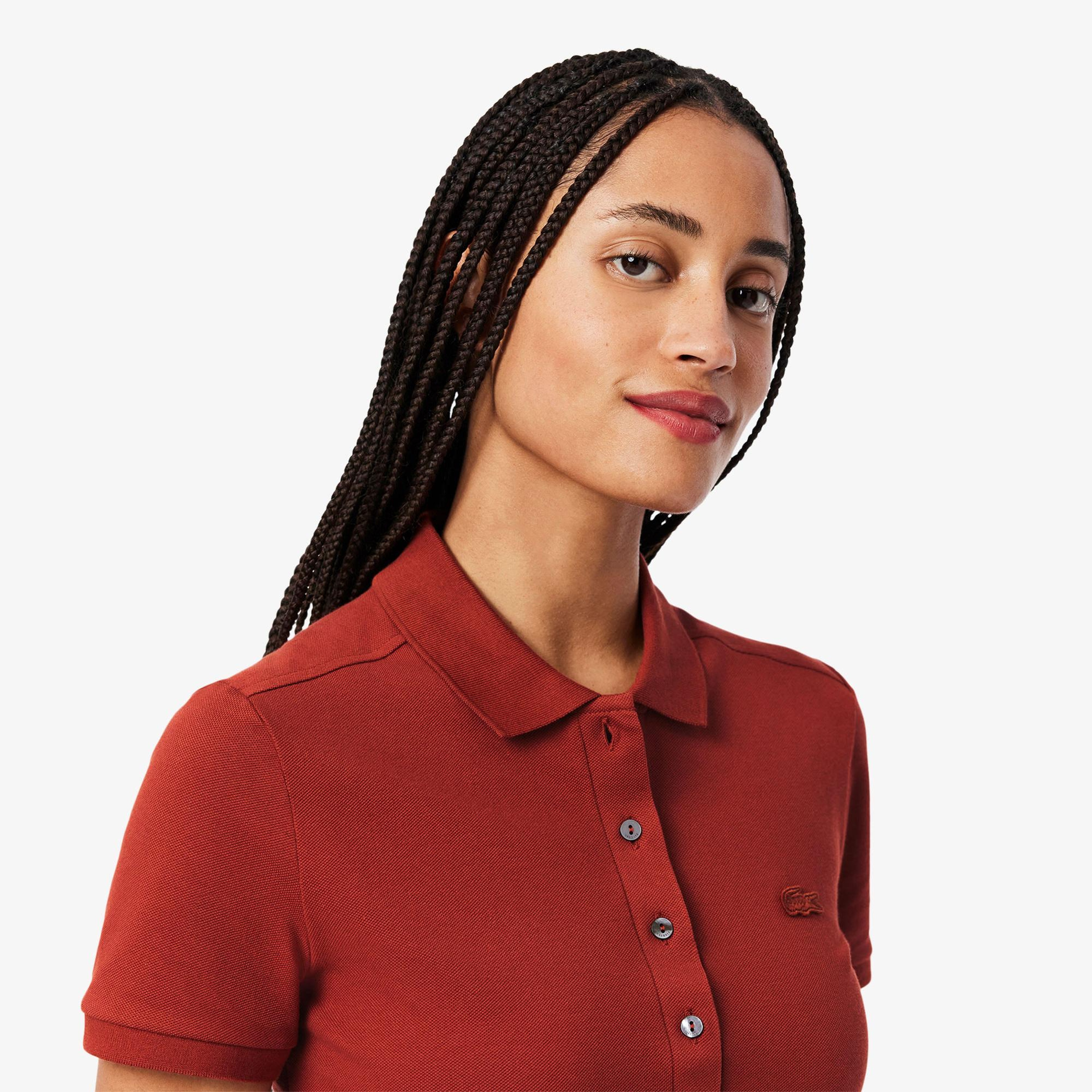 Lacoste L.12.D Kadın Slim Fit Bordo Polo