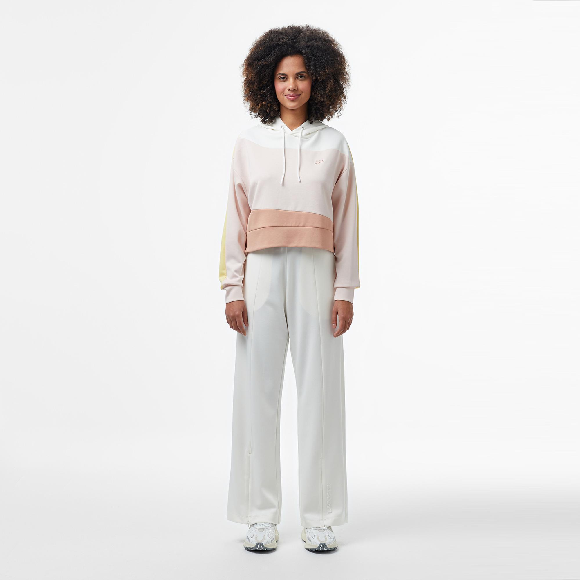 Lacoste Kadın Kapüşonlu Renk Bloklu Açık Pembe Sweatshirt