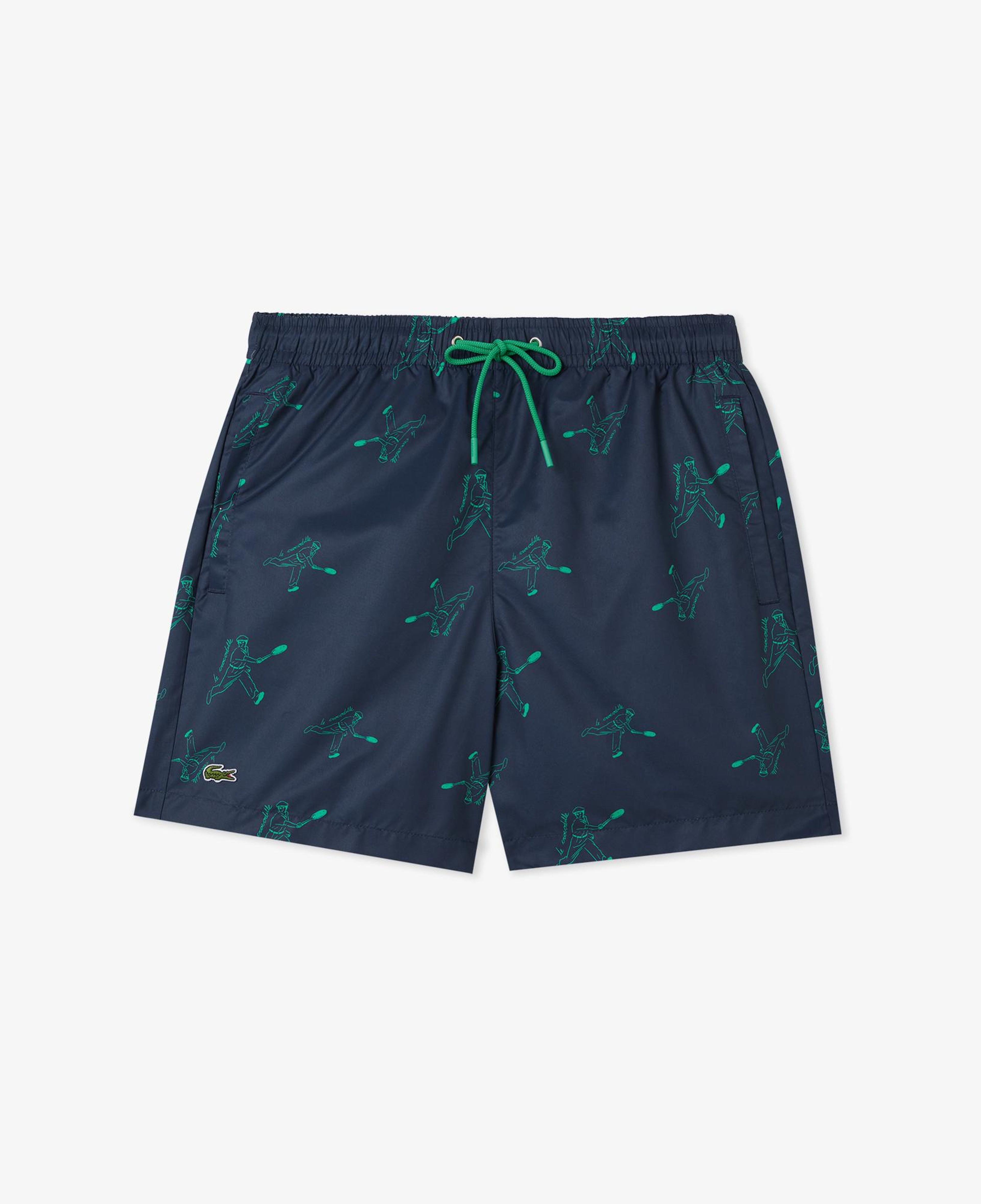 Lacoste Erkek Regular Fit Desenli Lacivert Deniz Şortu