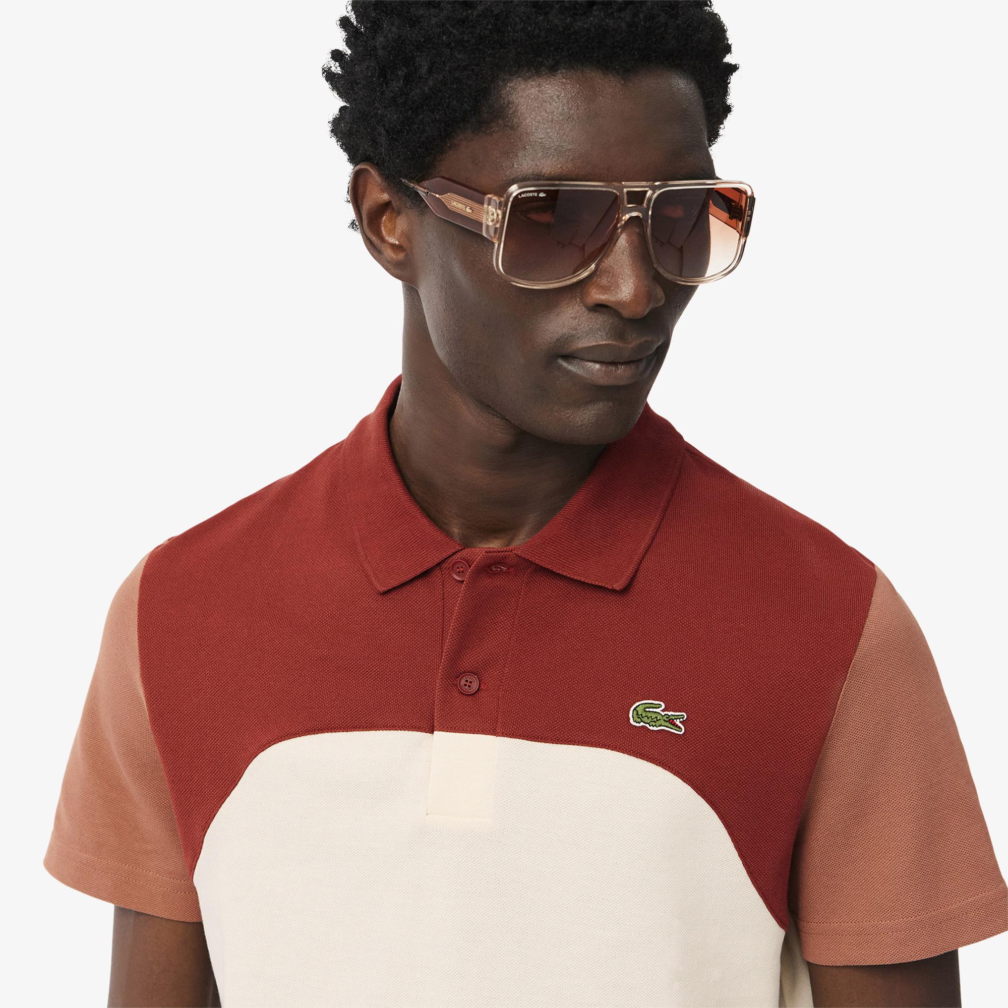 Lacoste Erkek Regular Fit Renk Bloklu Bej Polo