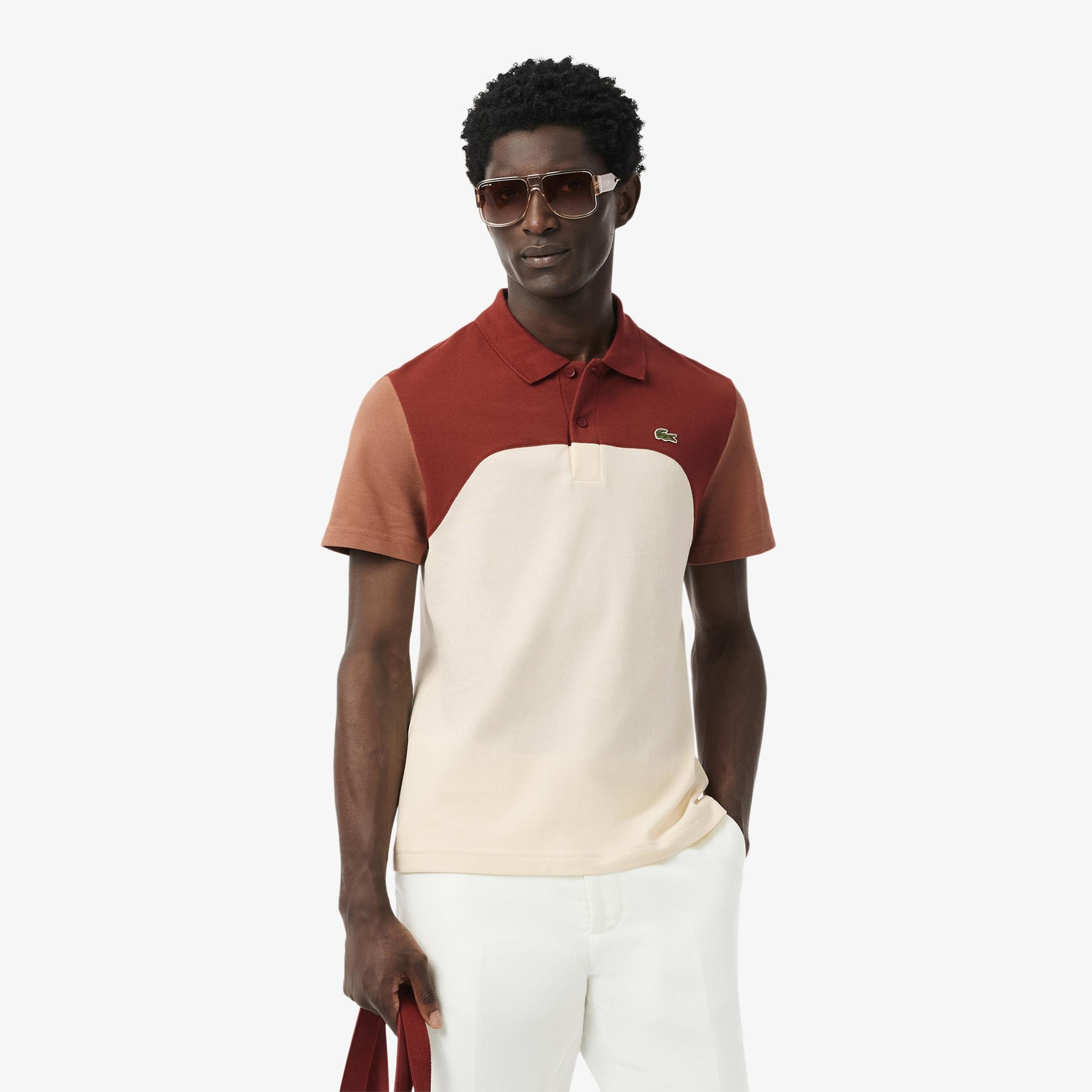 Lacoste Erkek Regular Fit Renk Bloklu Bej Polo