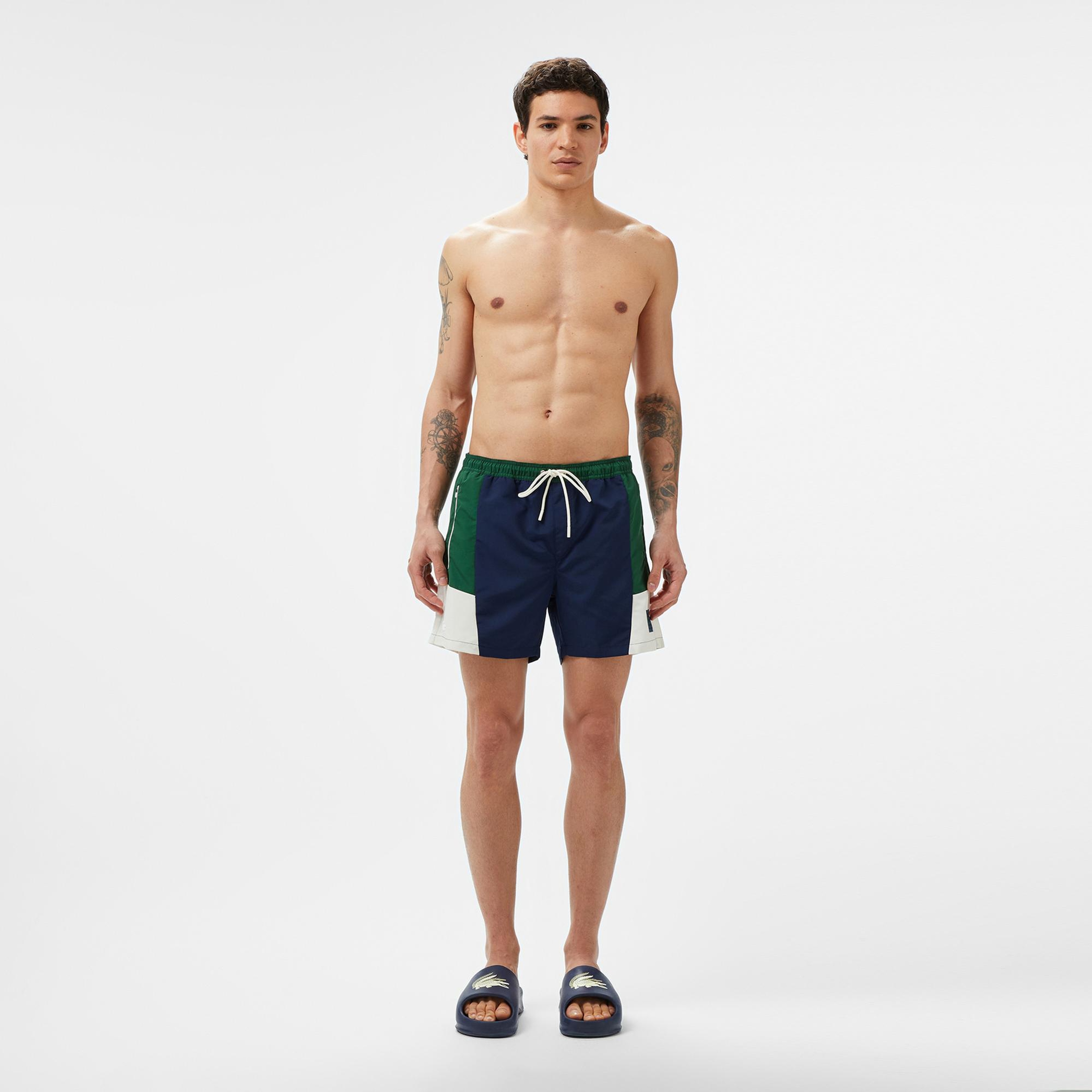 Lacoste Erkek Renk Bloklu Lacivert Deniz Şortu