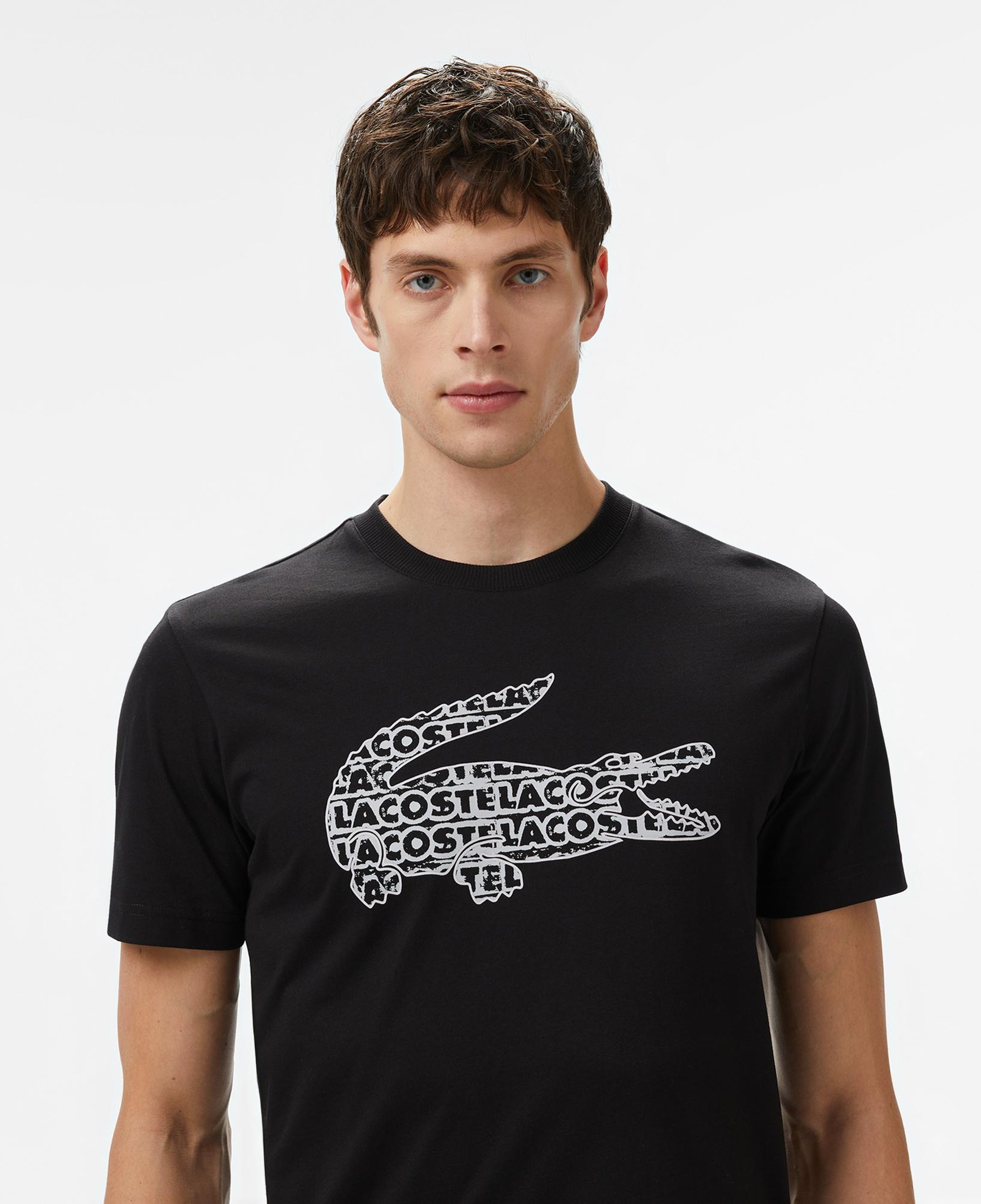 Lacoste Erkek Regular Fit Bisiklet Yaka Baskılı Siyah T-Shirt