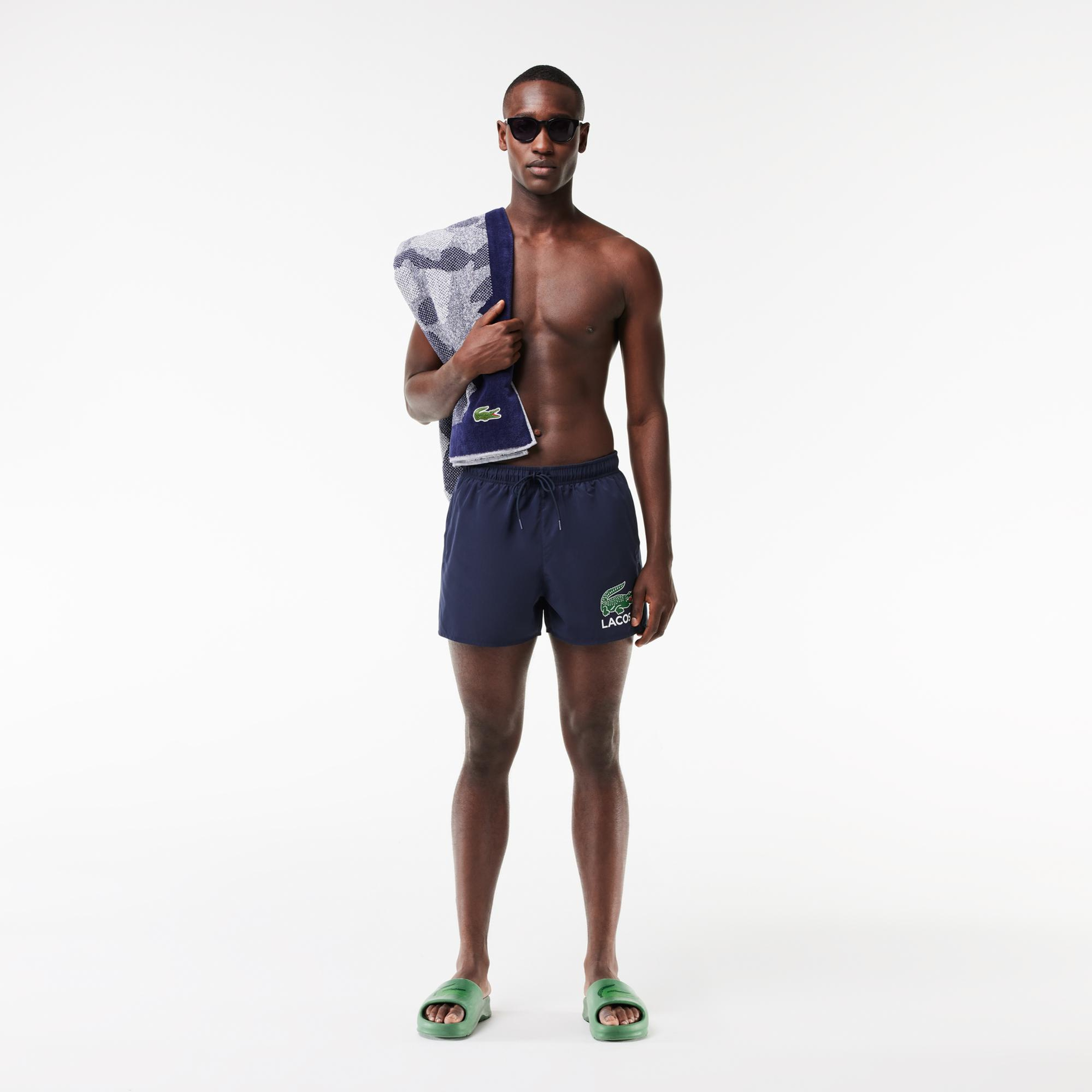 Lacoste Erkek Baskılı Lacivert Deniz Şortu