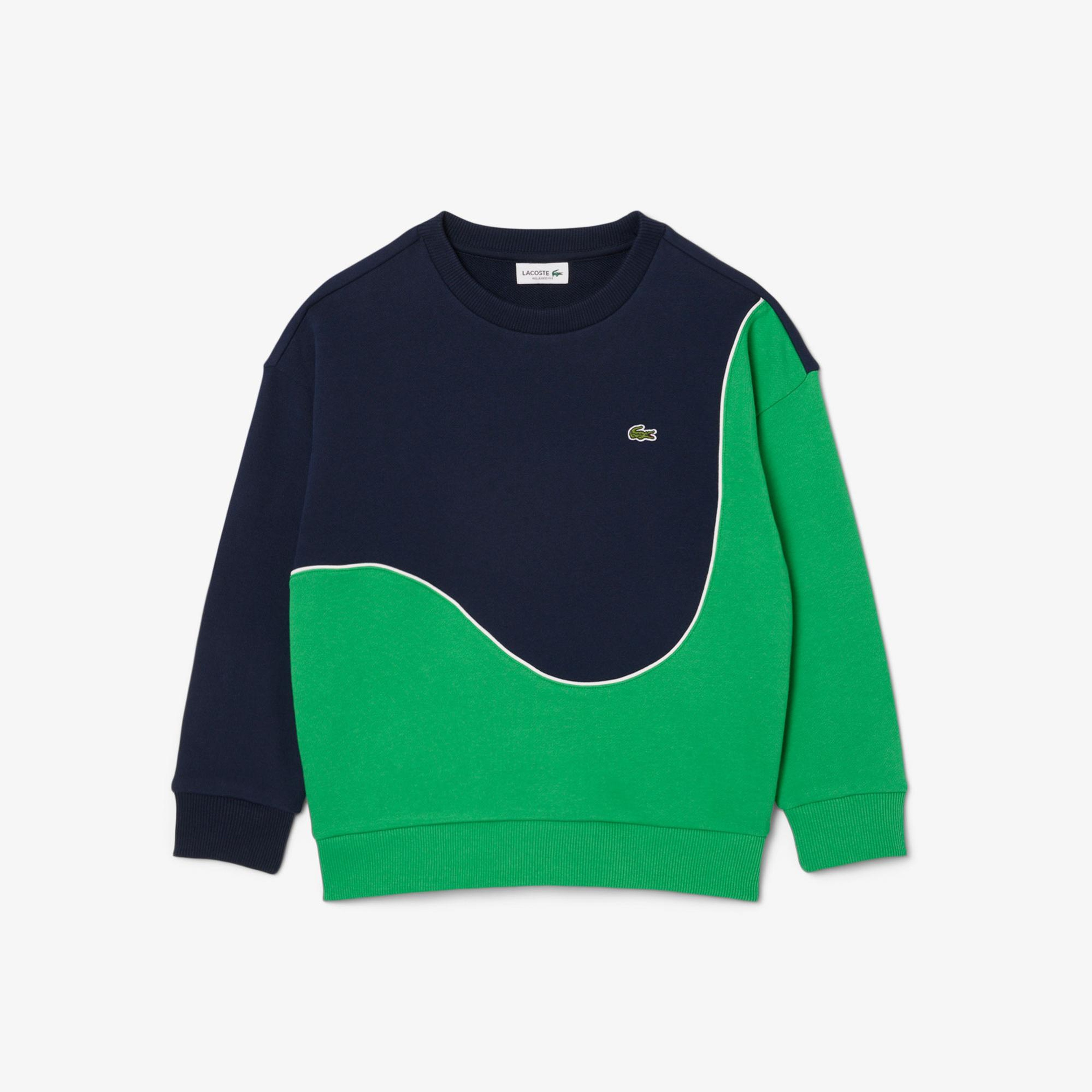 Lacoste Çocuk Bisiklet Yaka Renk Bloklu Lacivert Sweatshirt