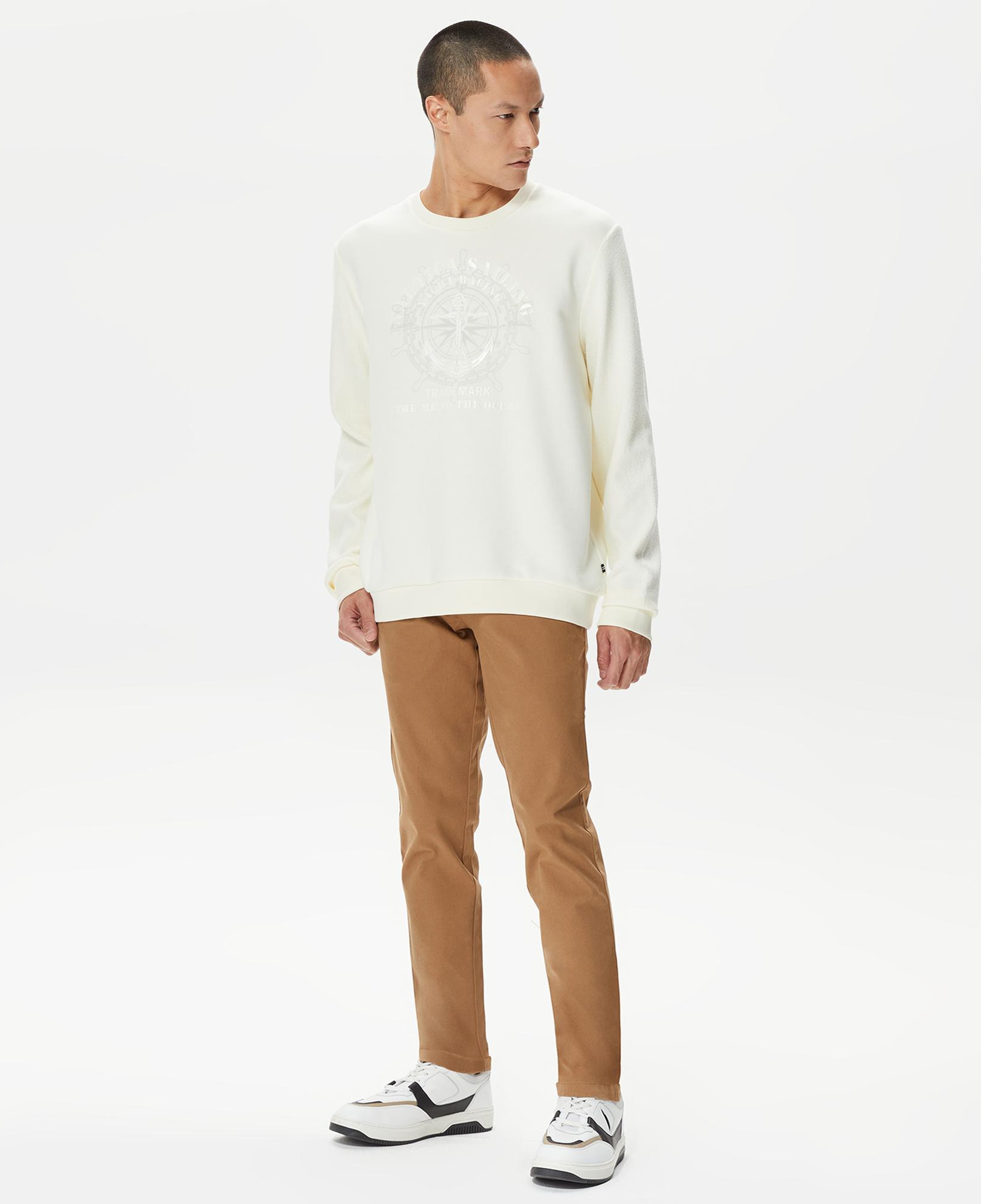 Nautica Erkek Beyaz Standart Fit Sweatshirt