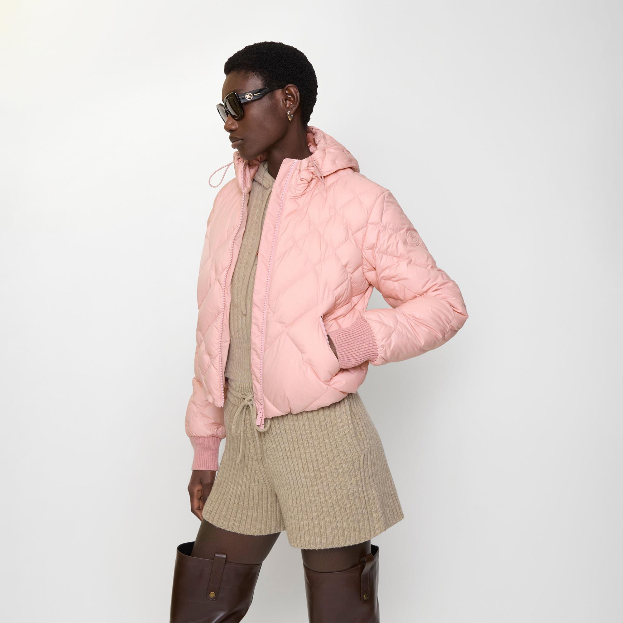 Burberry Check-Stitch Nylon Delley Puffer Kadın Pembe Mont