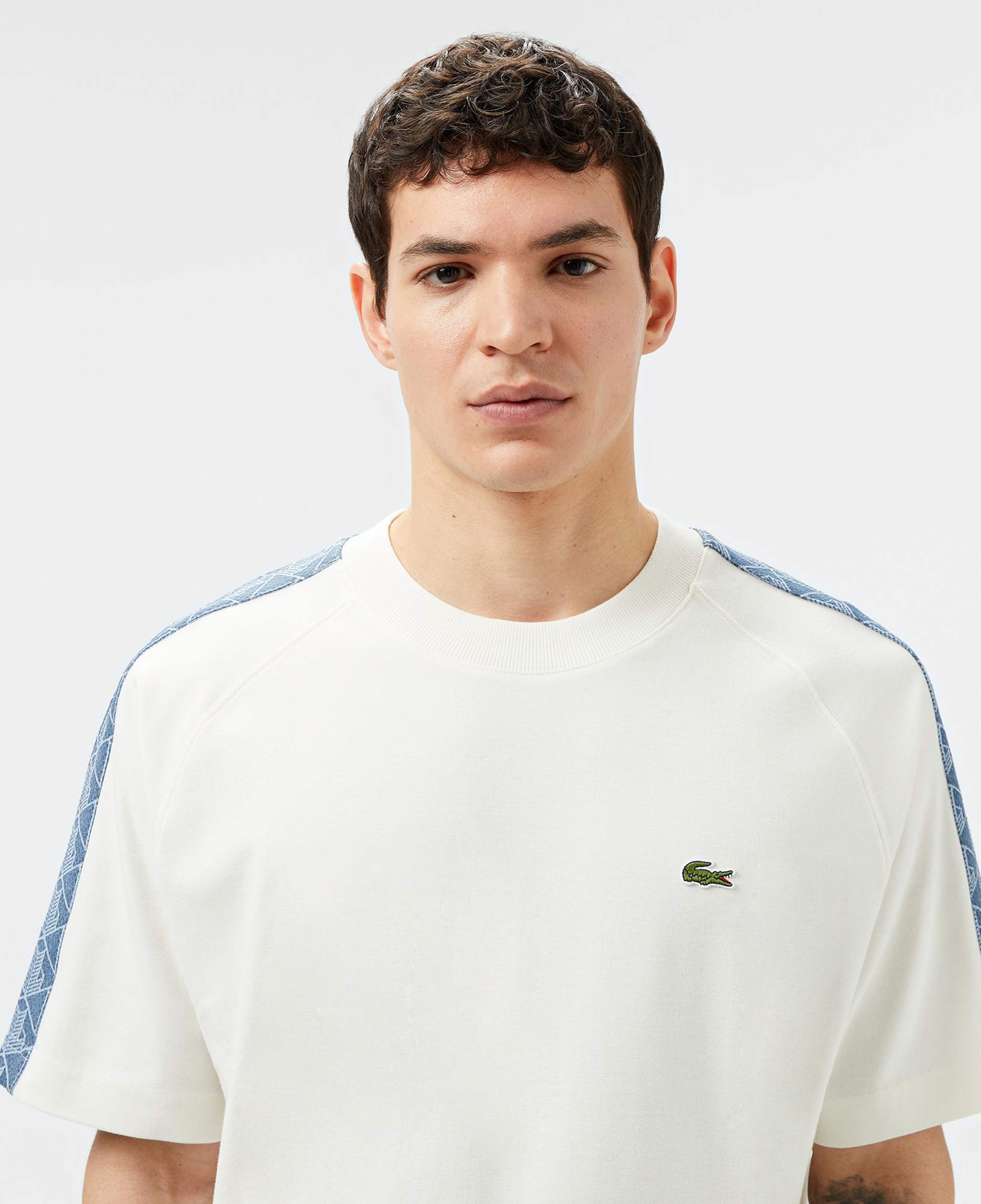 Lacoste Erkek Oversize Fit Bisiklet Yaka Baskılı Beyaz T-Shirt