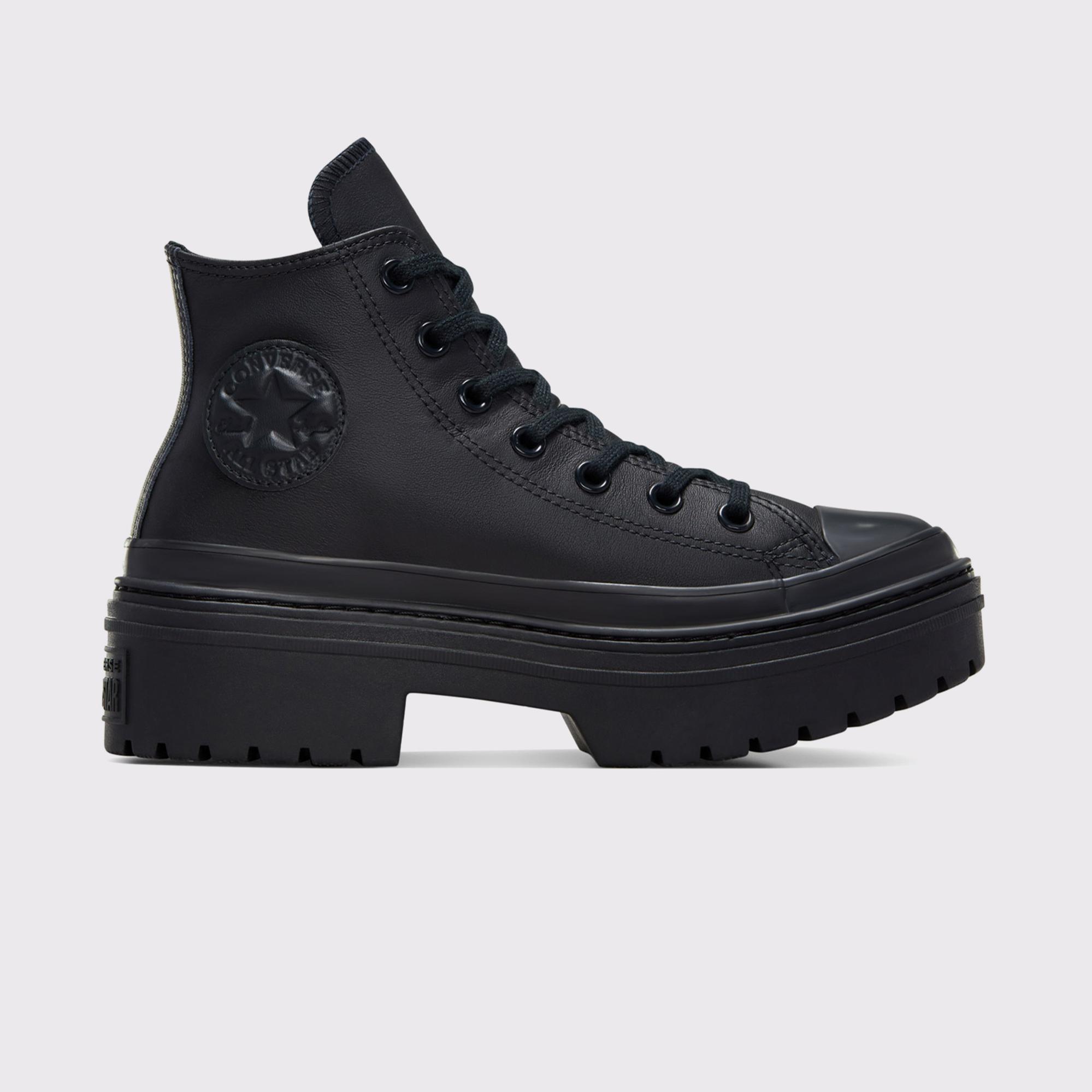 Converse Chuck Taylor All Star Lugged Heel Kadın Siyah Deri Platform Bot
