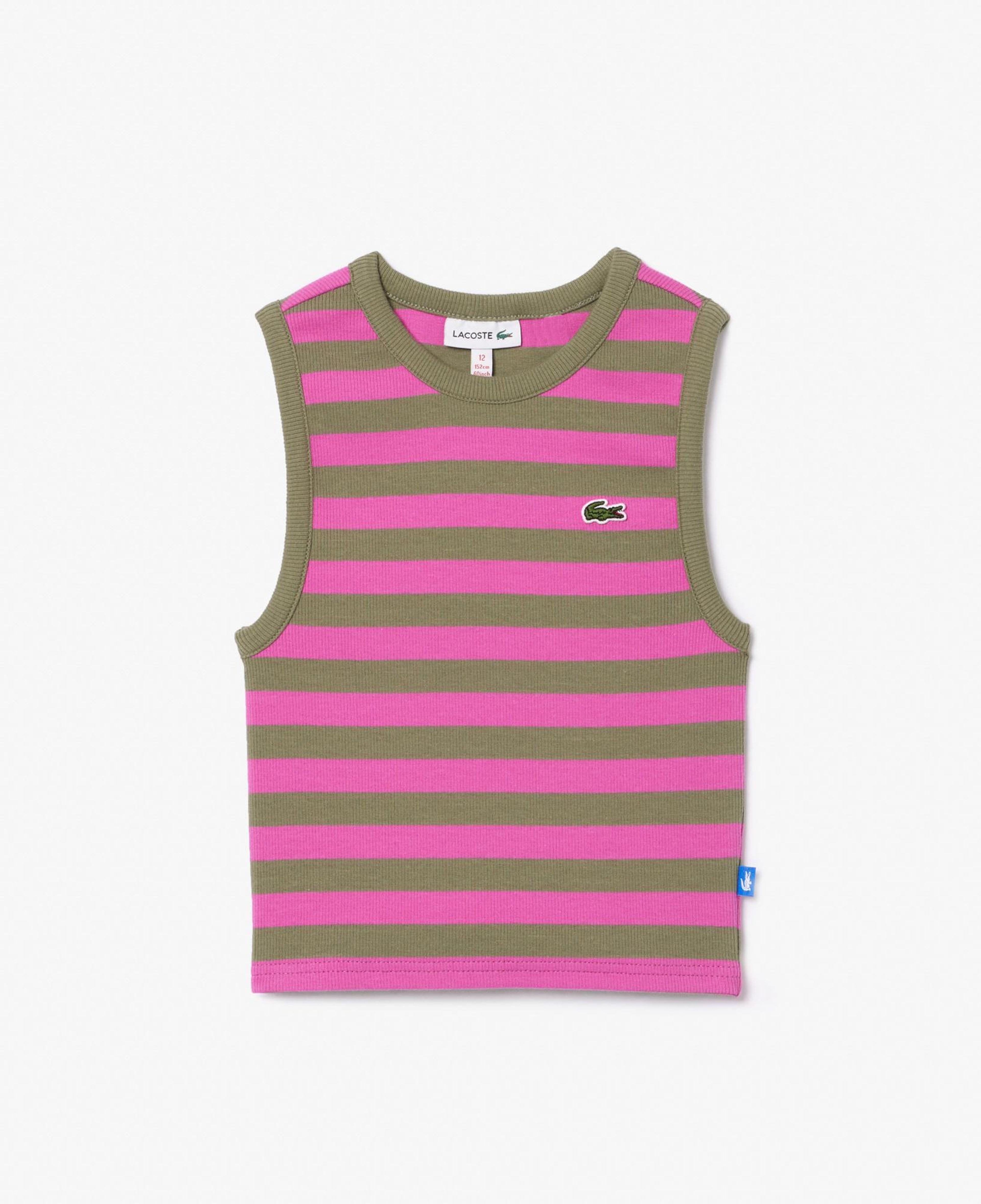 Lacoste Kız Çocuk Kolsuz Bisiklet Yaka Baskılı Kahverengi T-Shirt