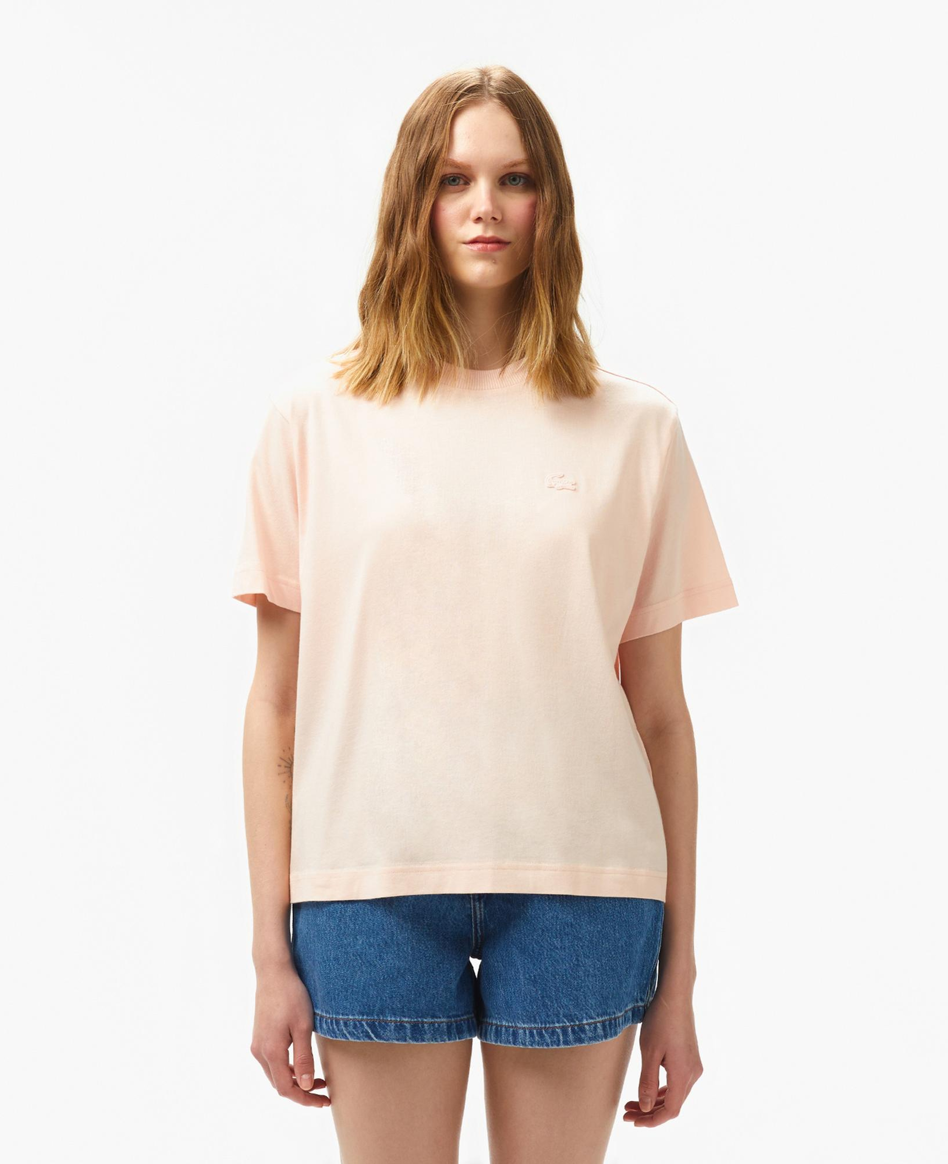 Lacoste Kadın Loose Fit Bisiklet Yaka Açık Pembe T-Shirt