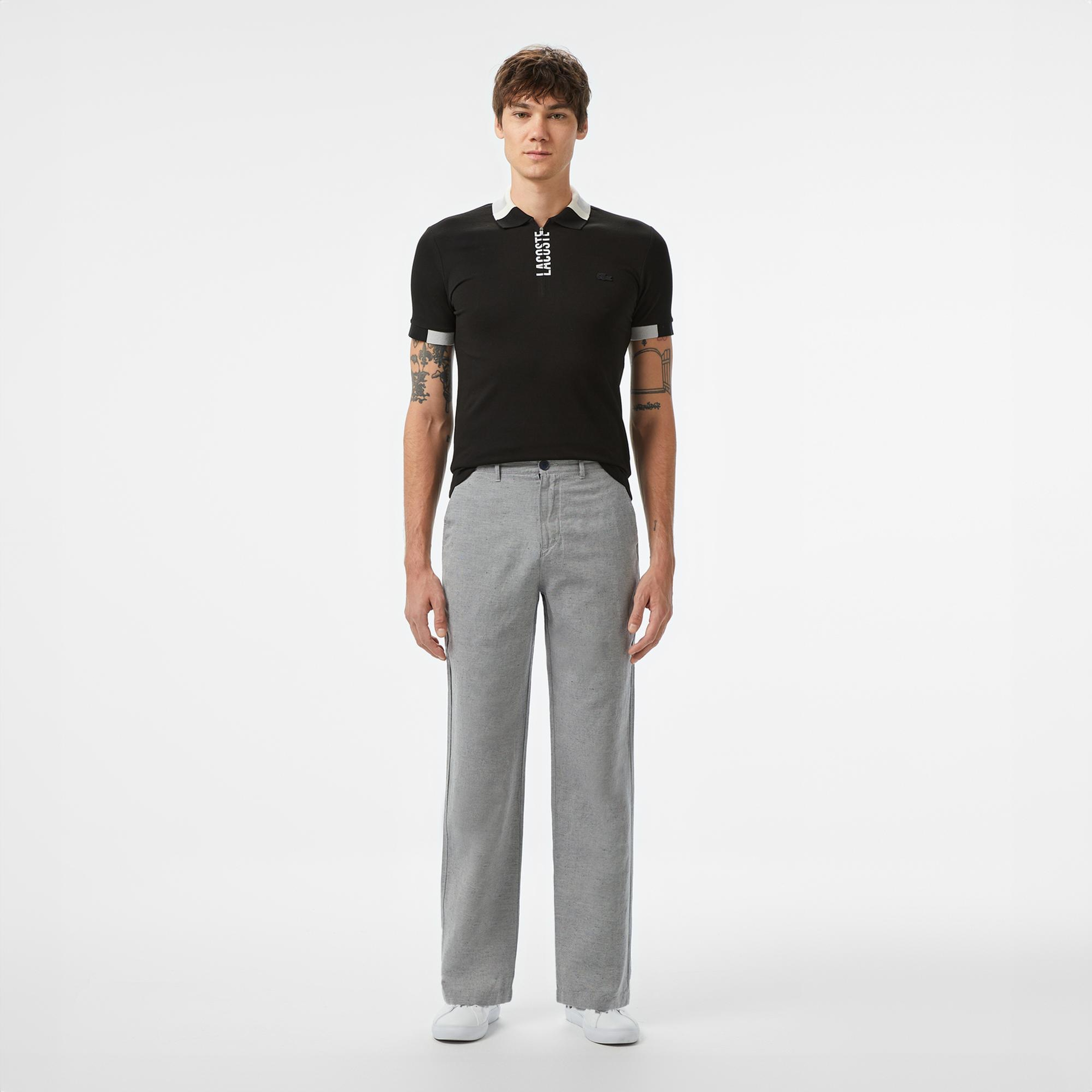 Lacoste Erkek Regular Fit Yarım Fermuarlı Baskılı Siyah Polo