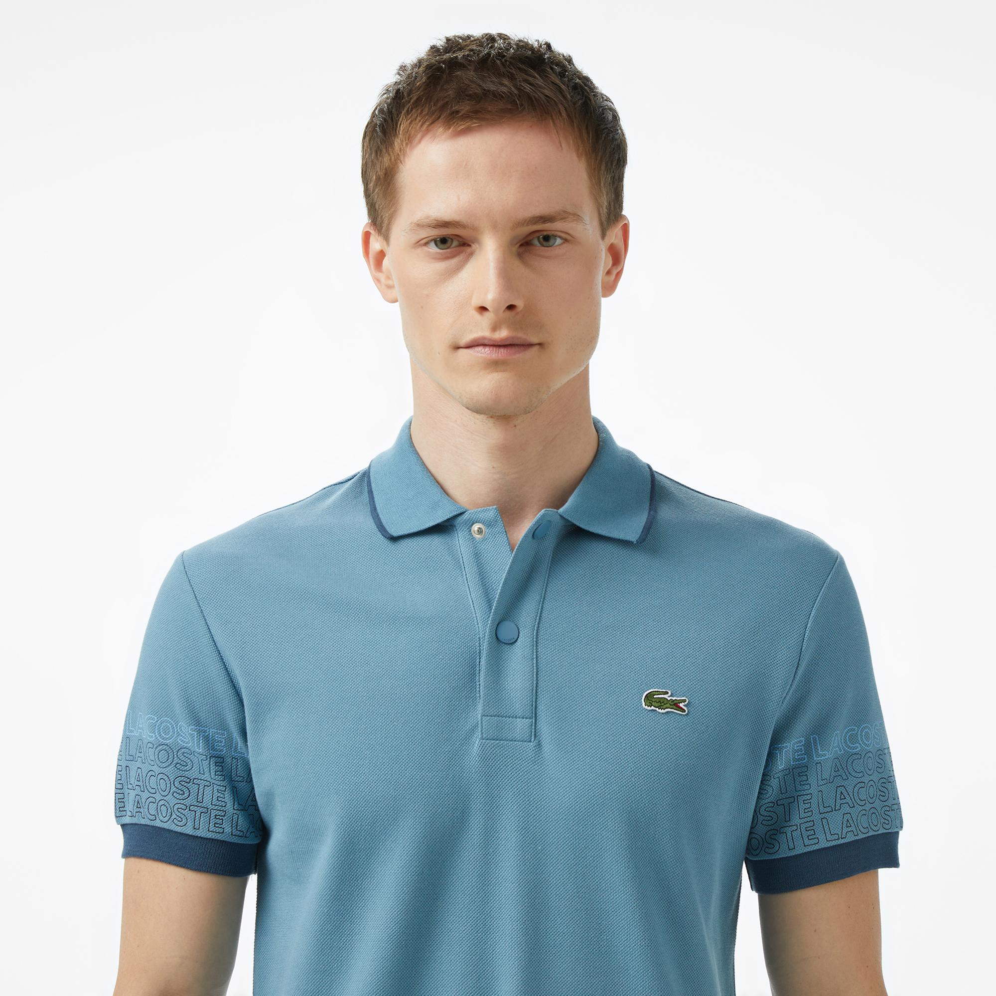 Lacoste Loose Fit Erkek Baskılı Mavi Polo