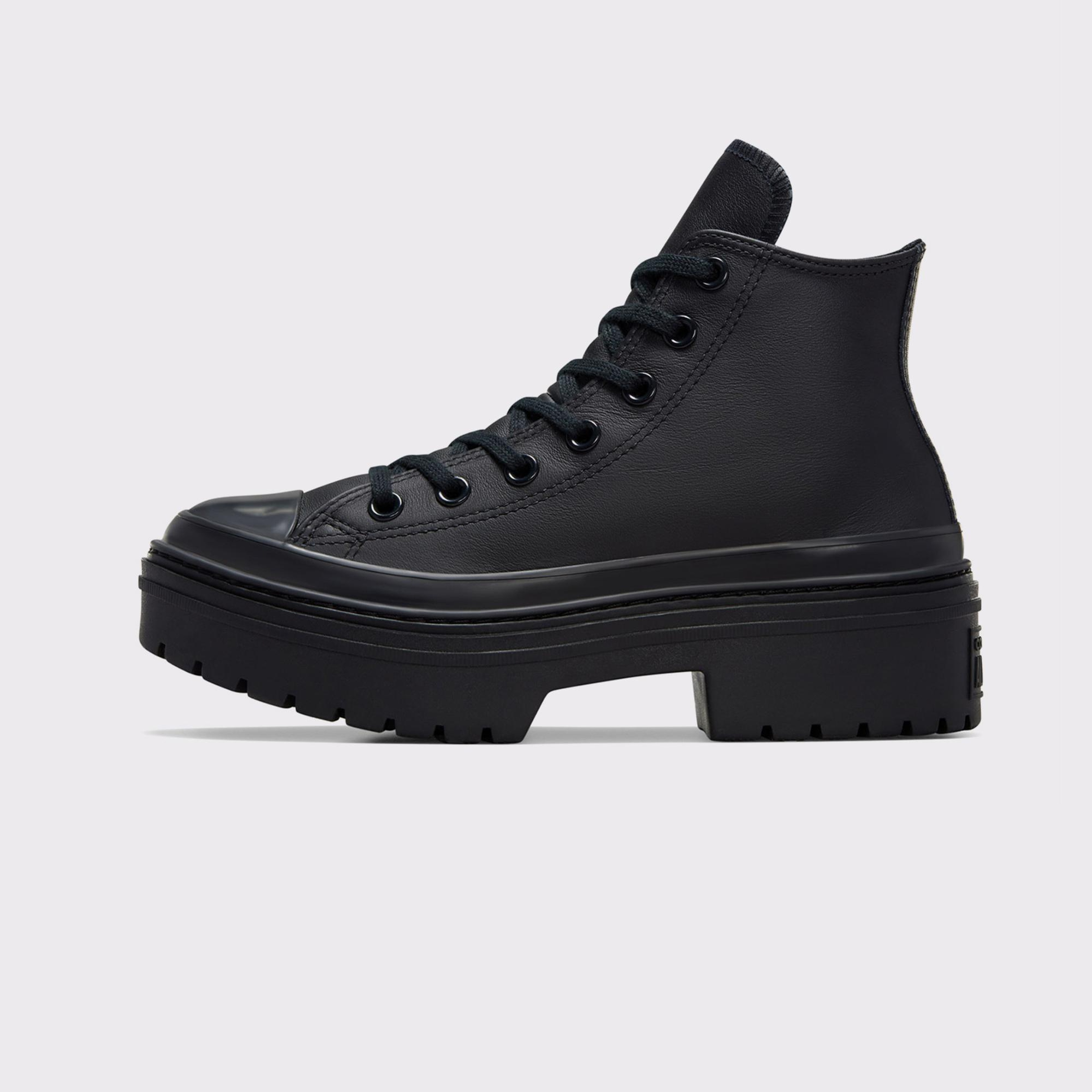 Converse Chuck Taylor All Star Lugged Heel Kadın Siyah Deri Platform Bot