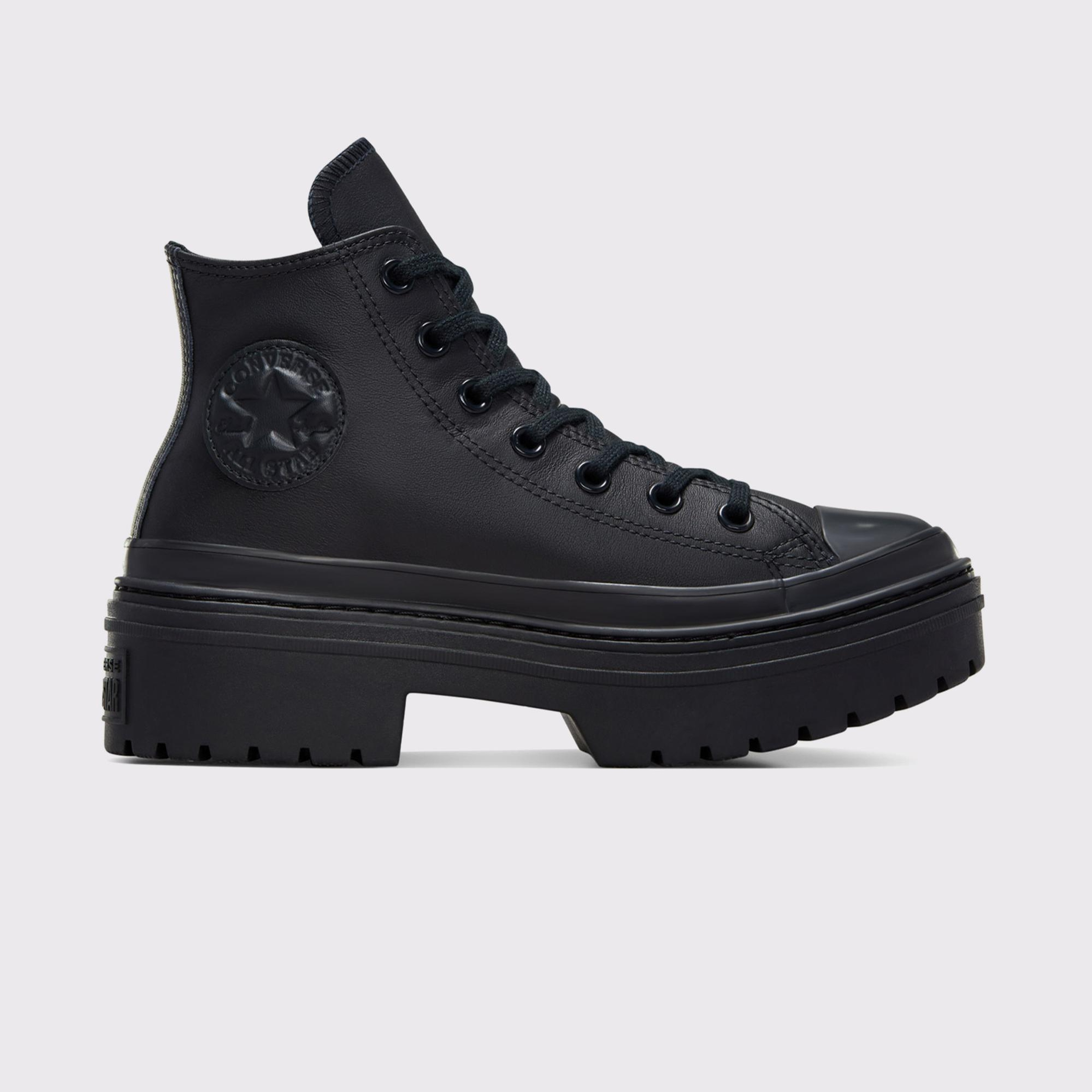 Converse Chuck Taylor All Star Lugged Heel Kadın Siyah Deri Platform Bot