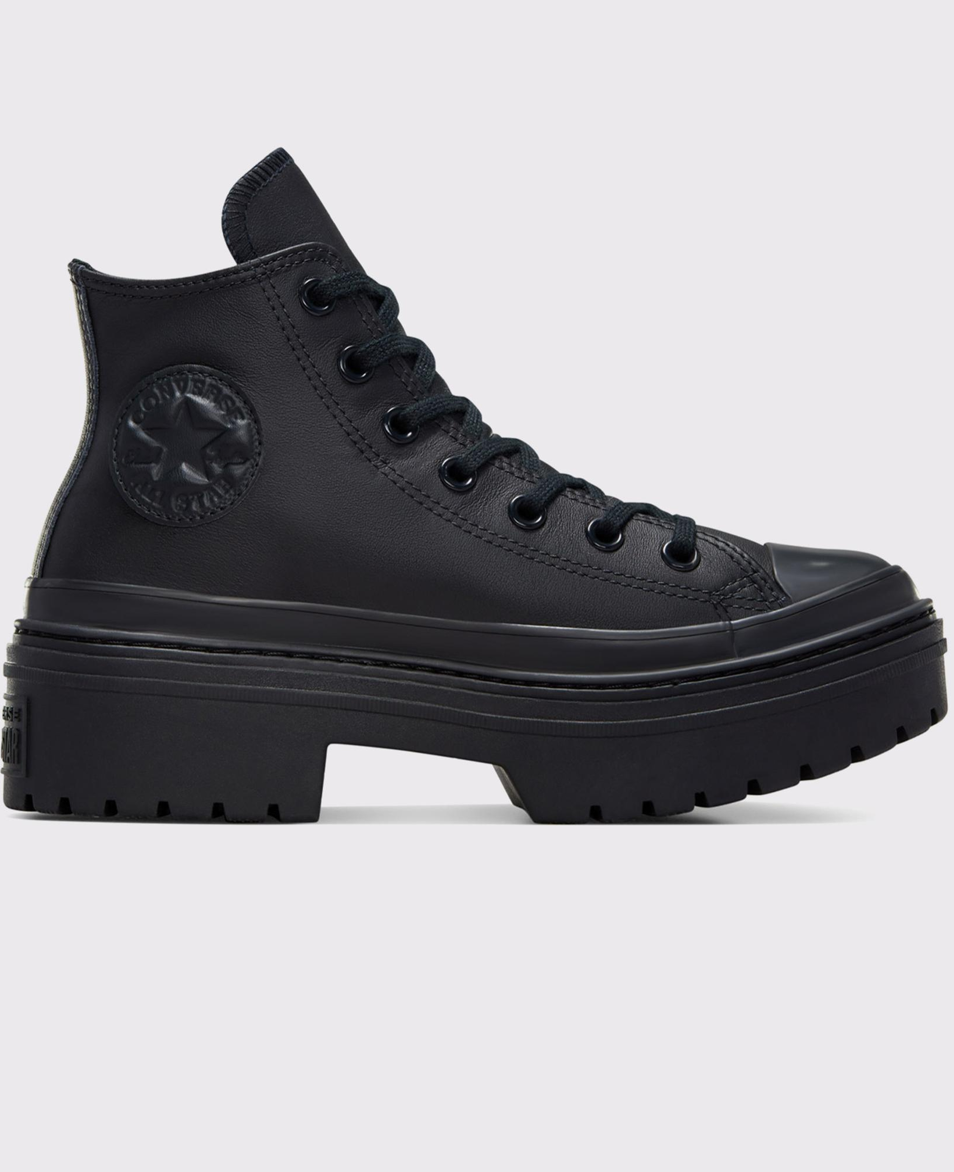 Converse Chuck Taylor All Star Lugged Heel Kadın Siyah Deri Platform Bot