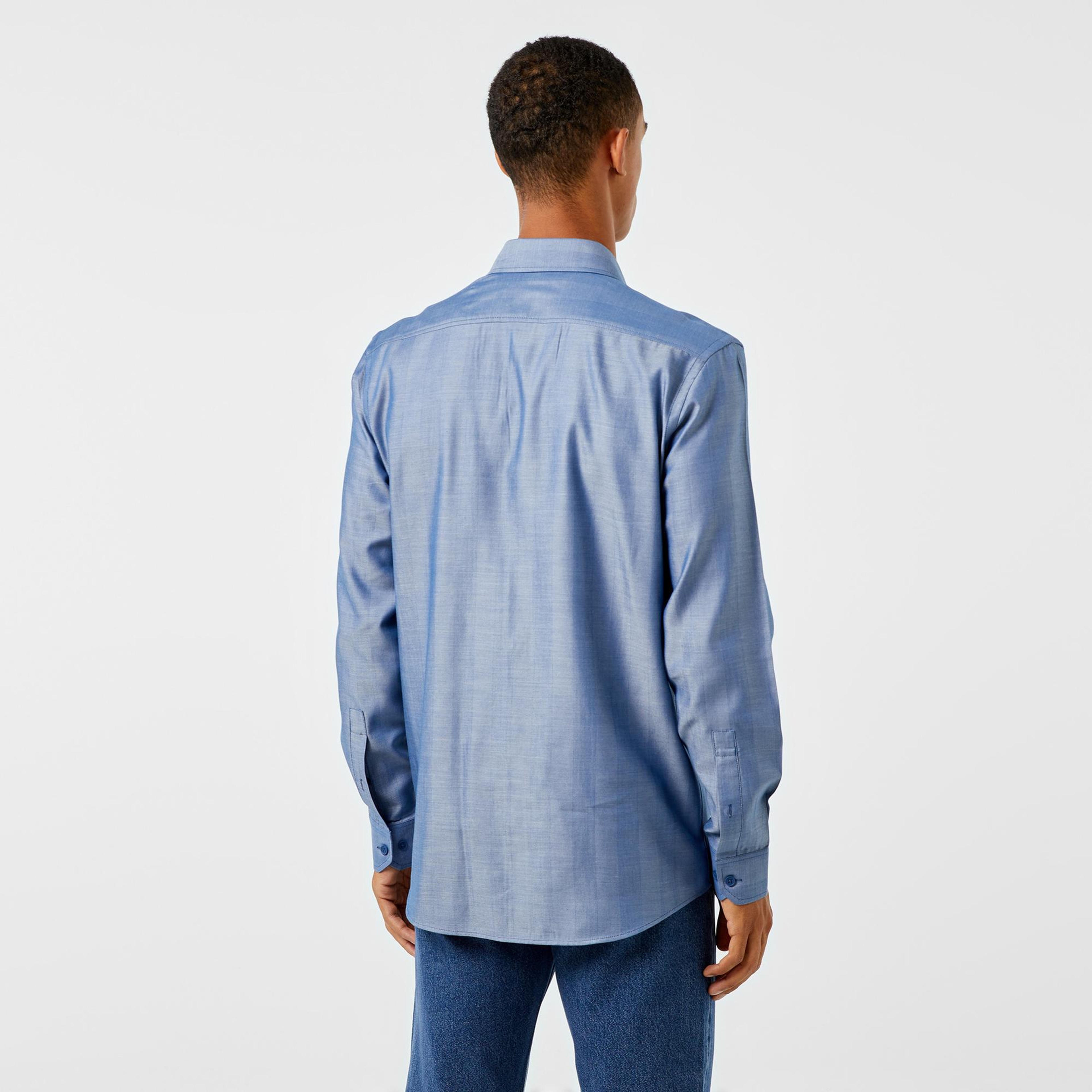 Lacoste Erkek Slim Fit Düğmeli Yaka Koyu Mavi Gömlek