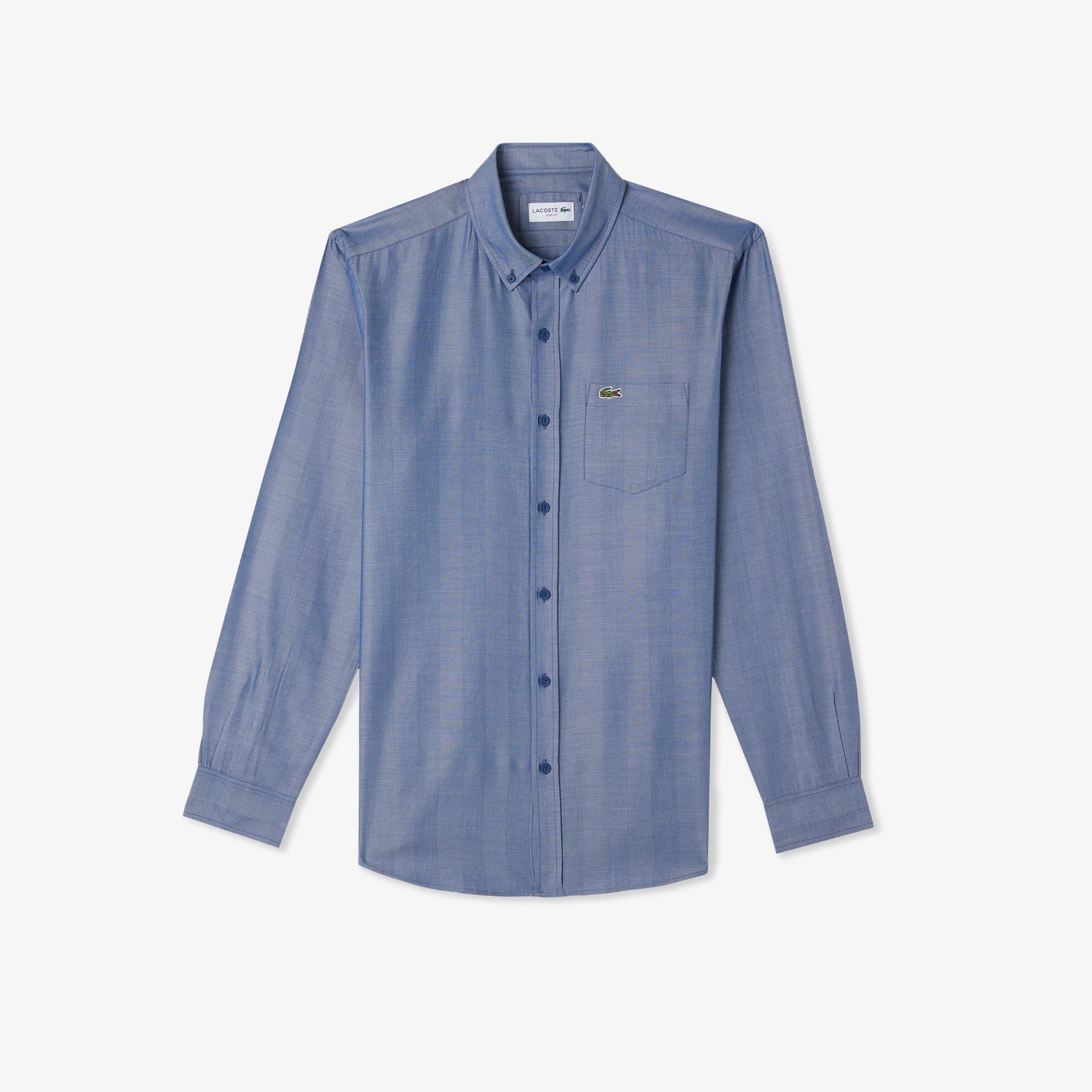 Lacoste Erkek Slim Fit Düğmeli Yaka Koyu Mavi Gömlek