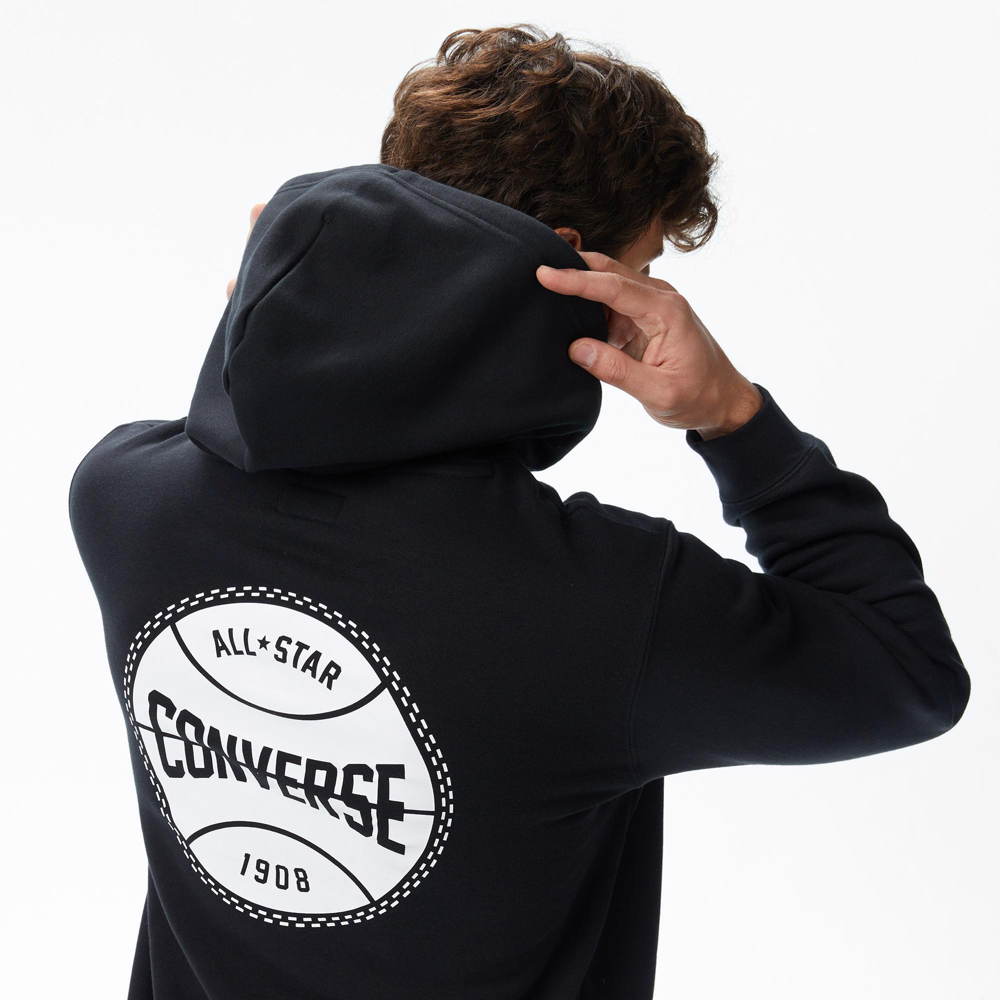 Converse Erkek Grafik Baskılı Siyah Hoodie