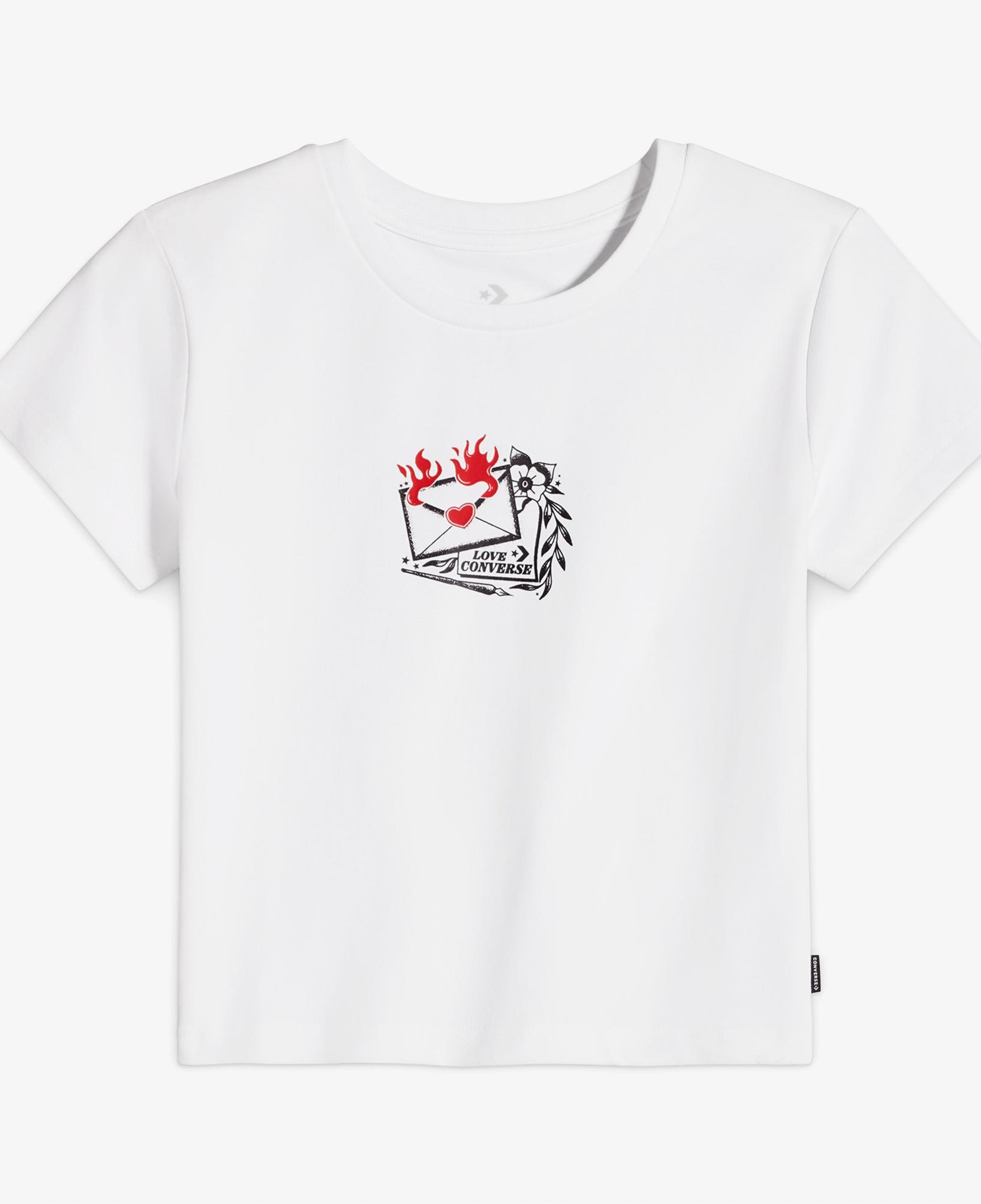 Converse Kadın Slim Fit Baskılı Beyaz T-Shirt