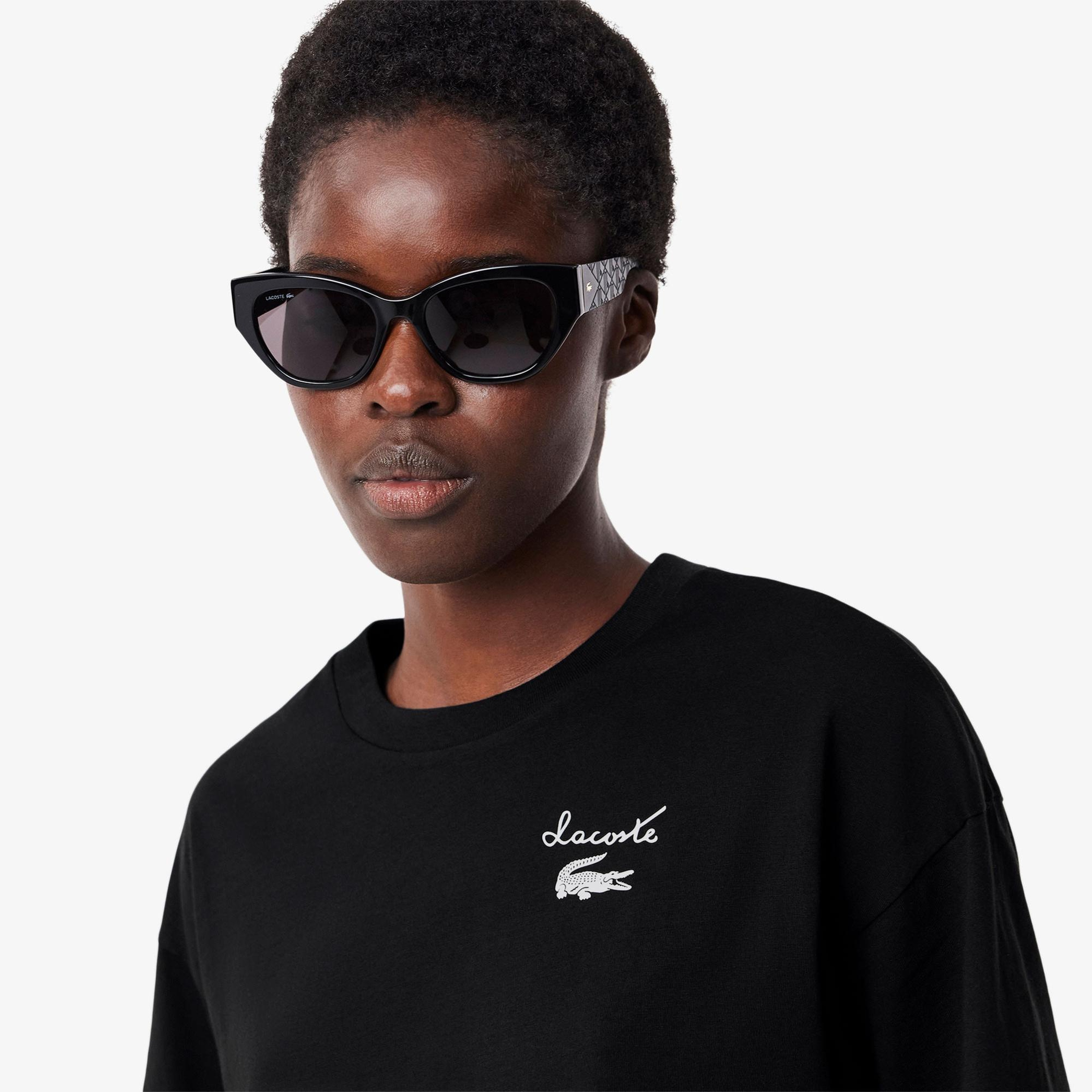 Lacoste Kadın Bisiklet Yaka Siyah T-Shirt