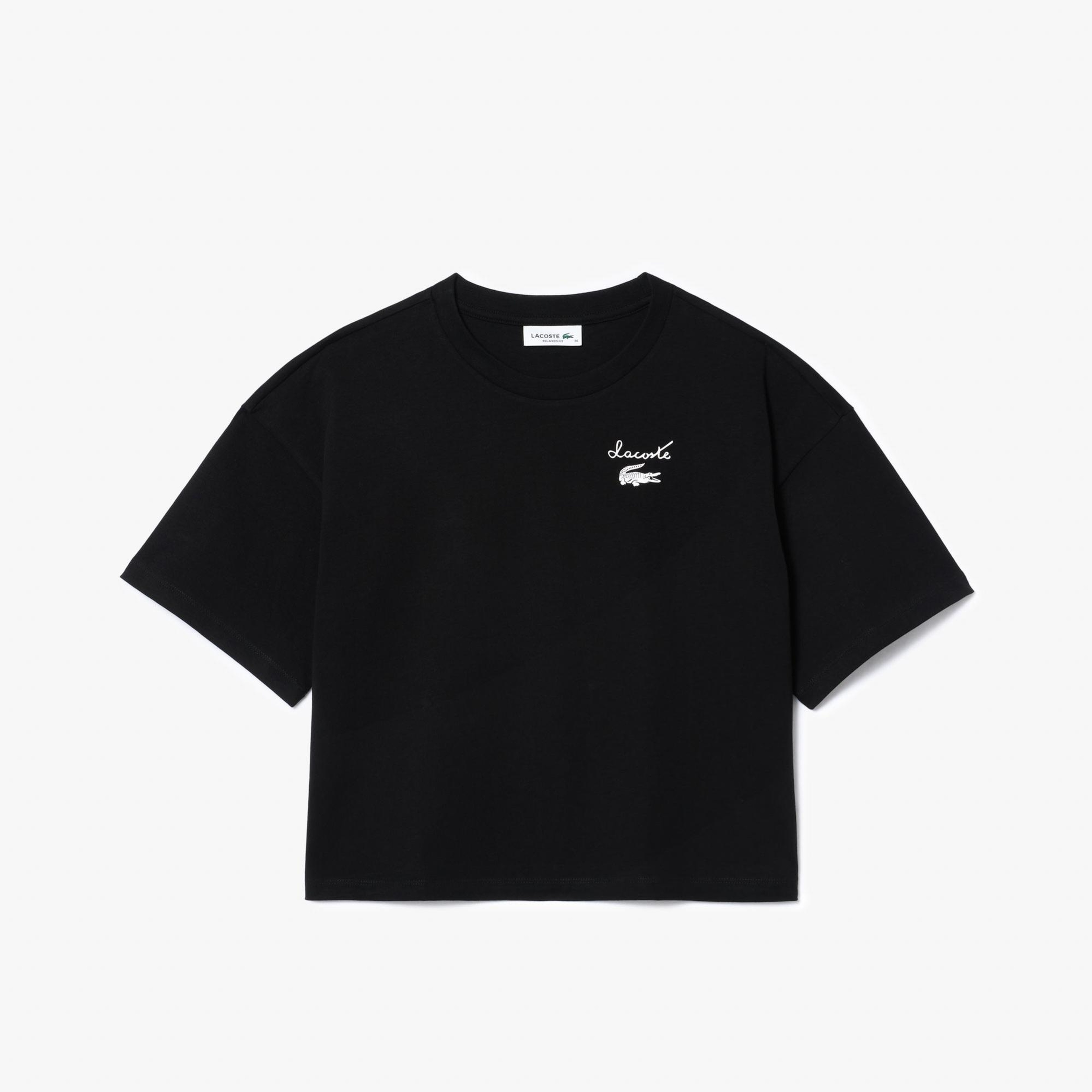 Lacoste Kadın Bisiklet Yaka Siyah T-Shirt
