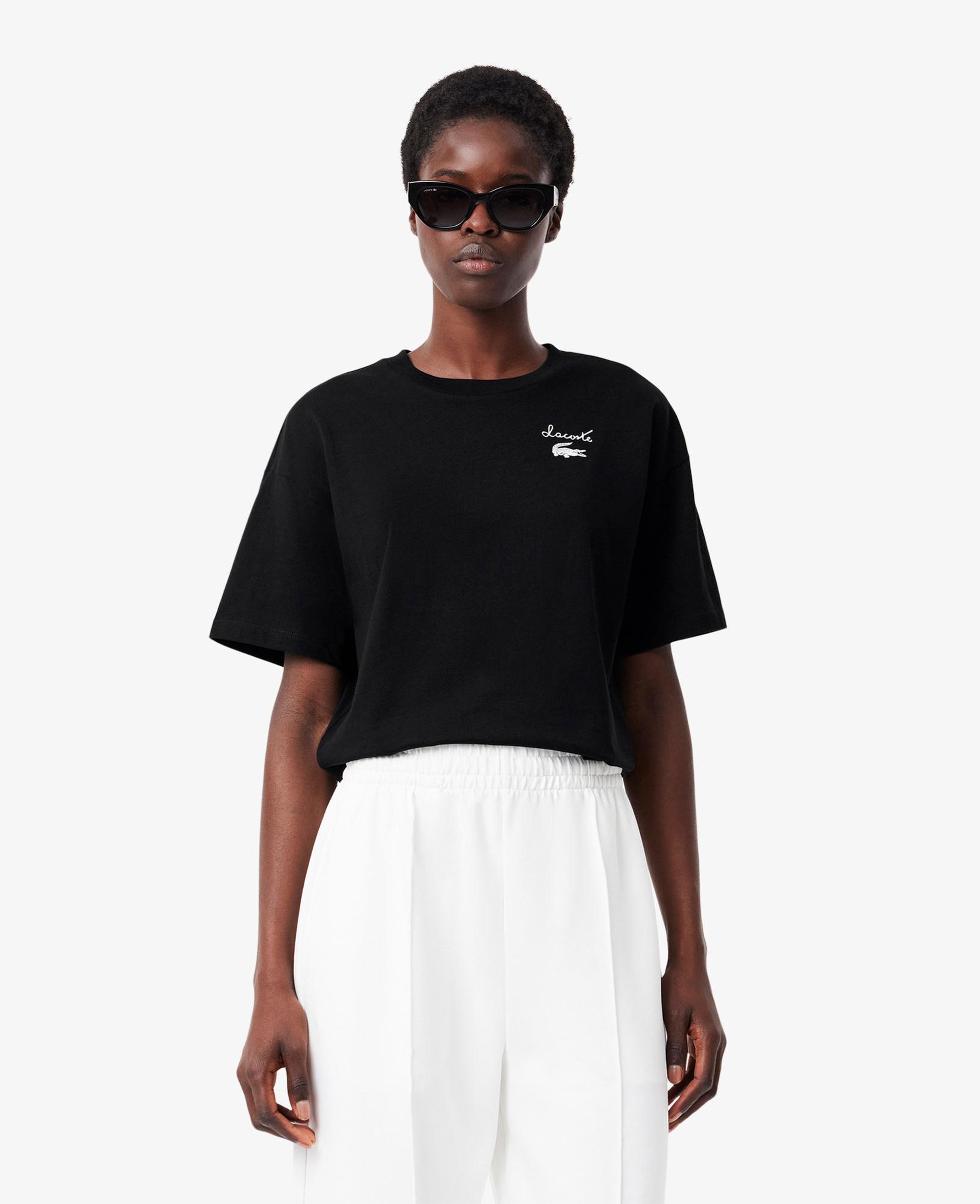 Lacoste Kadın Bisiklet Yaka Siyah T-Shirt