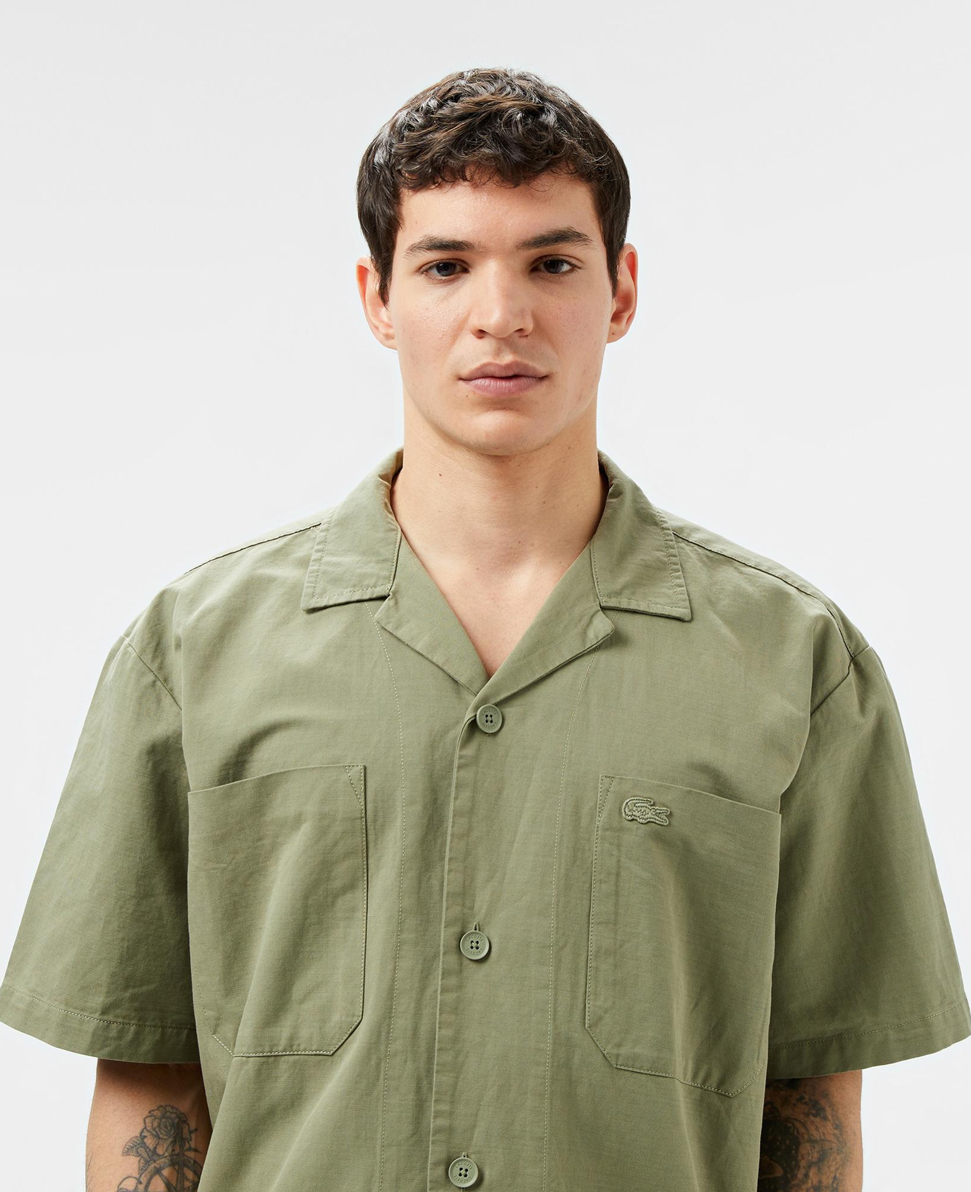 Lacoste Erkek Relaxed Fit Kısa Kollu Haki Gömlek