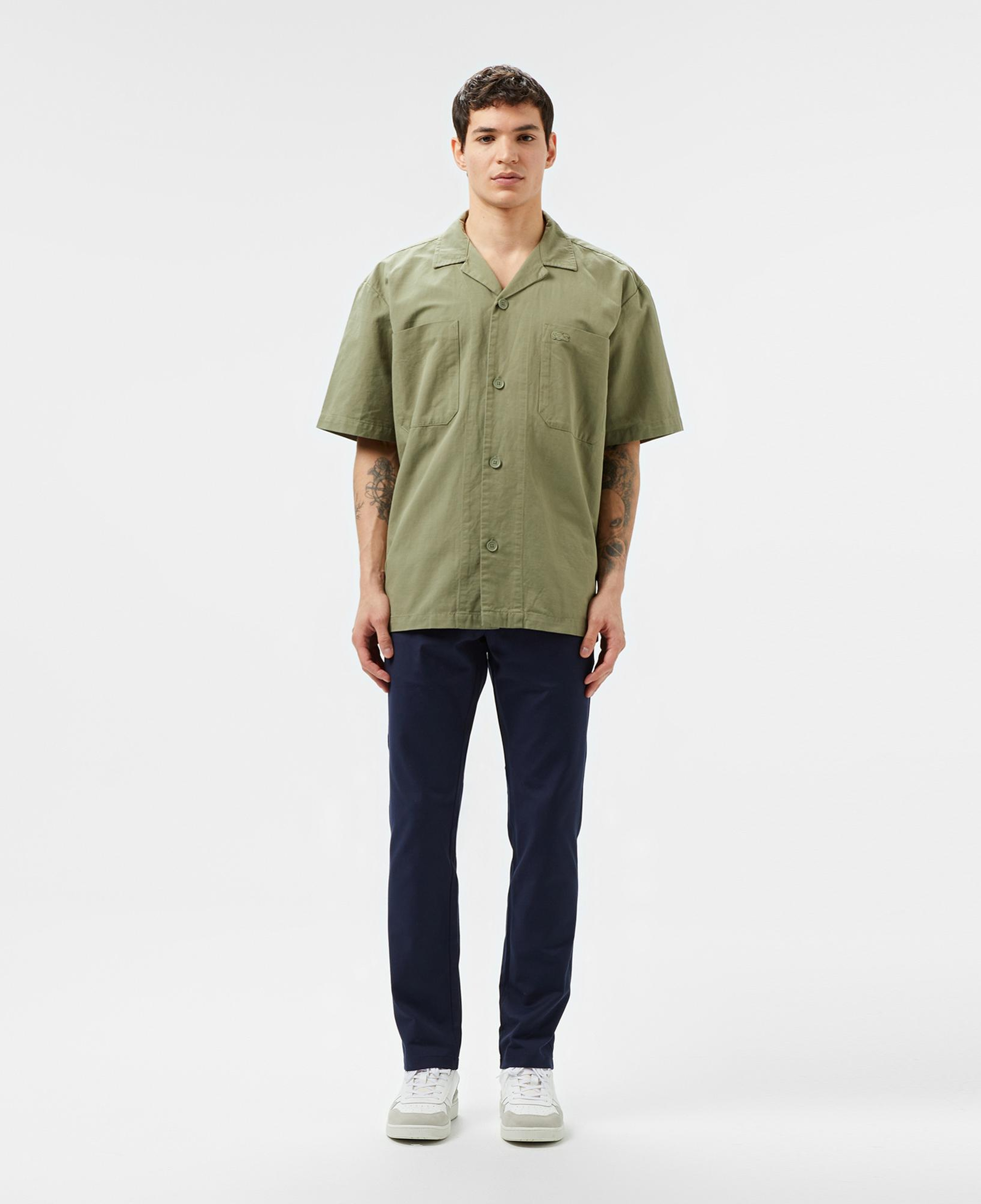 Lacoste Erkek Relaxed Fit Kısa Kollu Haki Gömlek