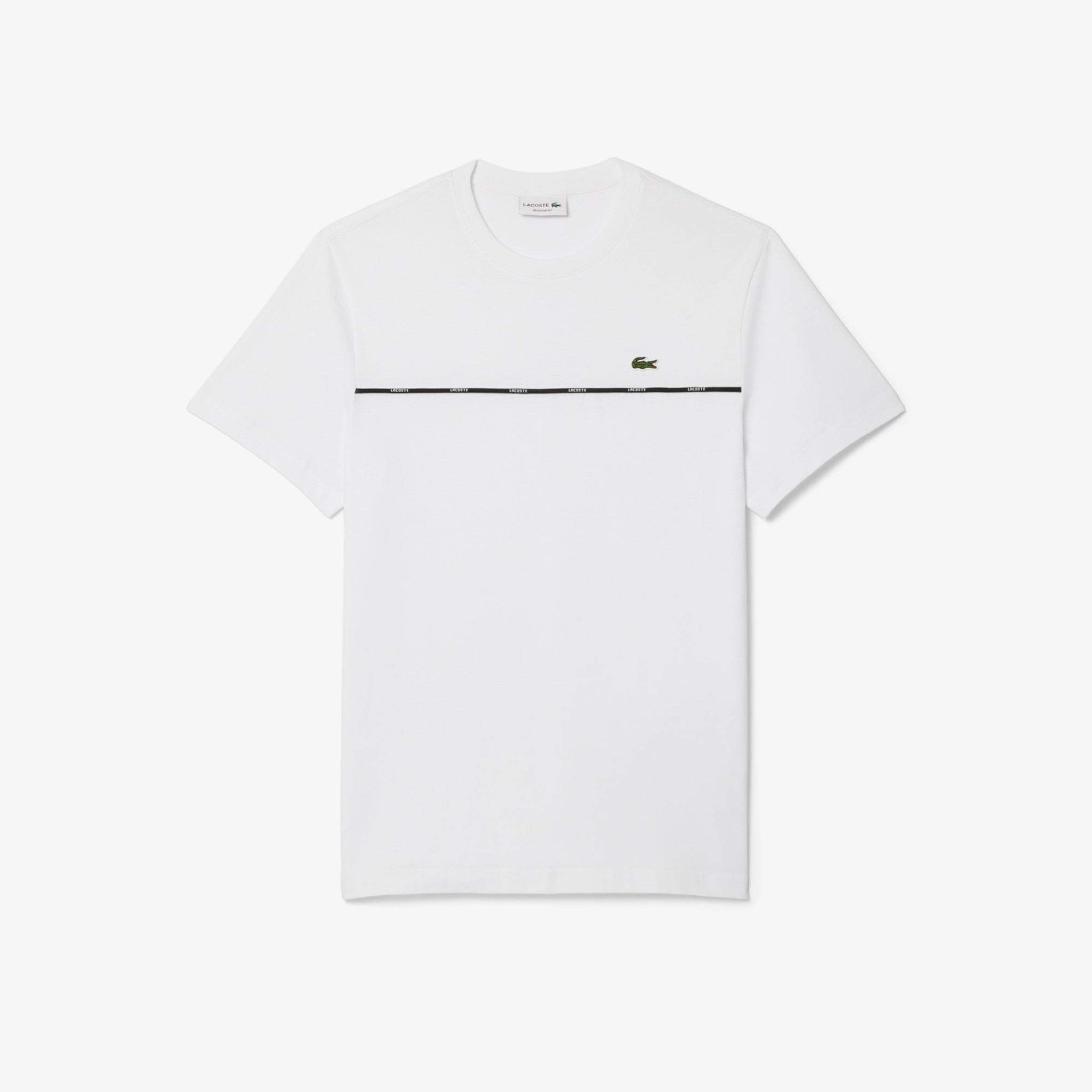 Lacoste Erkek Regular Fit Bisiklet Yaka Baskılı Beyaz T-Shirt