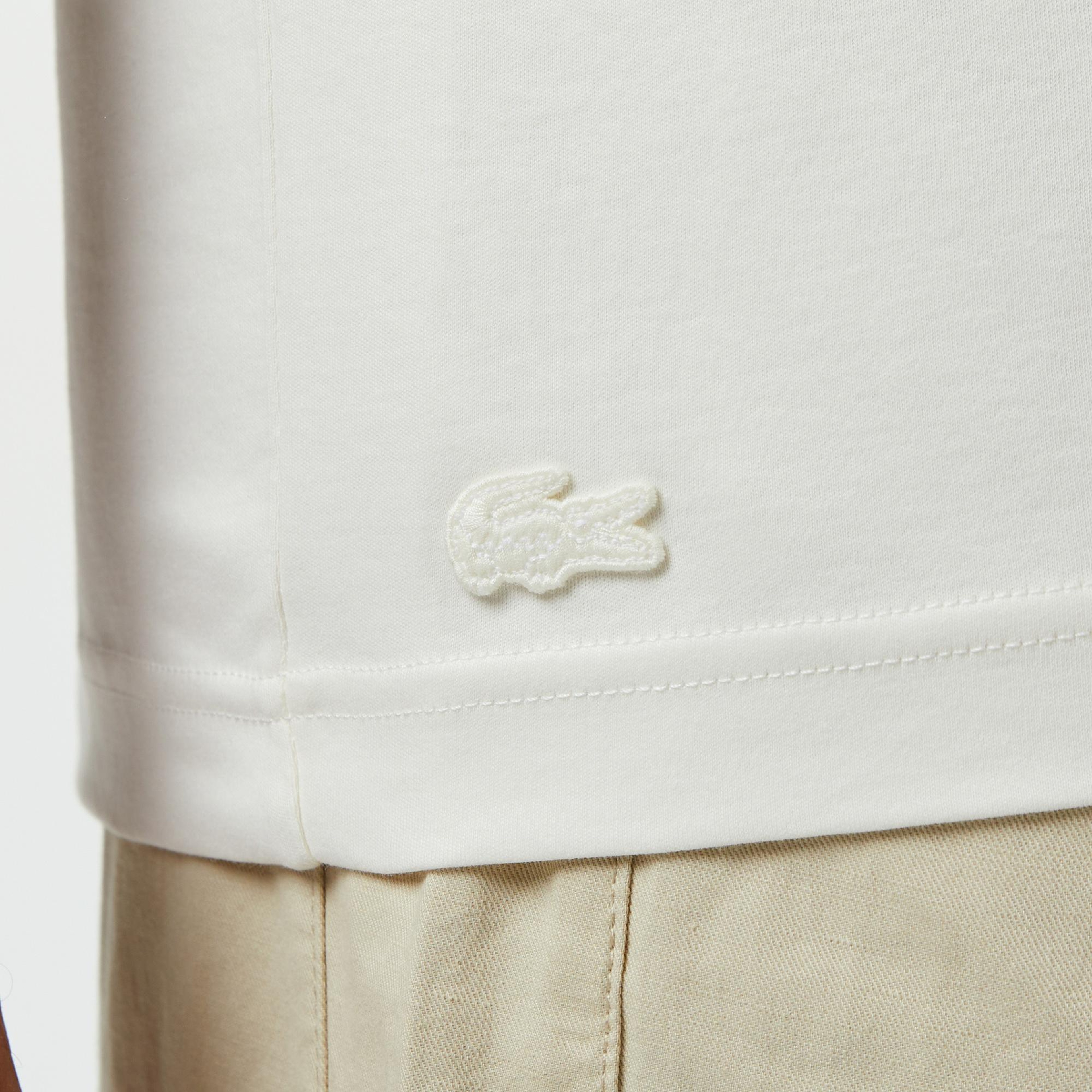 Lacoste Erkek Slim Fit Bisiklet Yaka Baskılı Beyaz T-Shirt