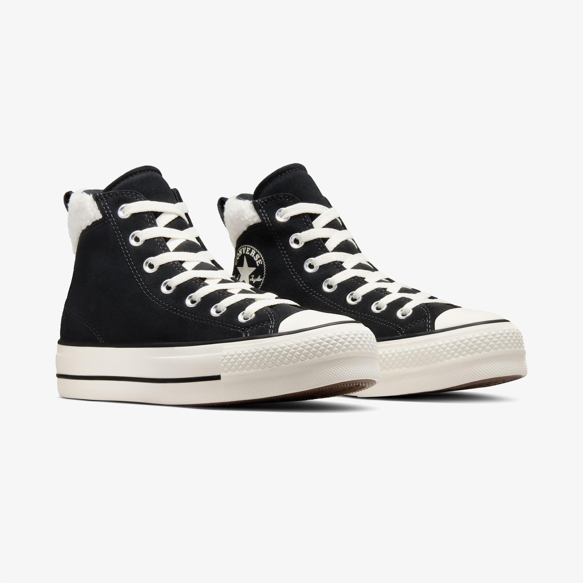 Converse Chuck Taylor All Star Puff Lift Kadın Siyah Süet Sneaker