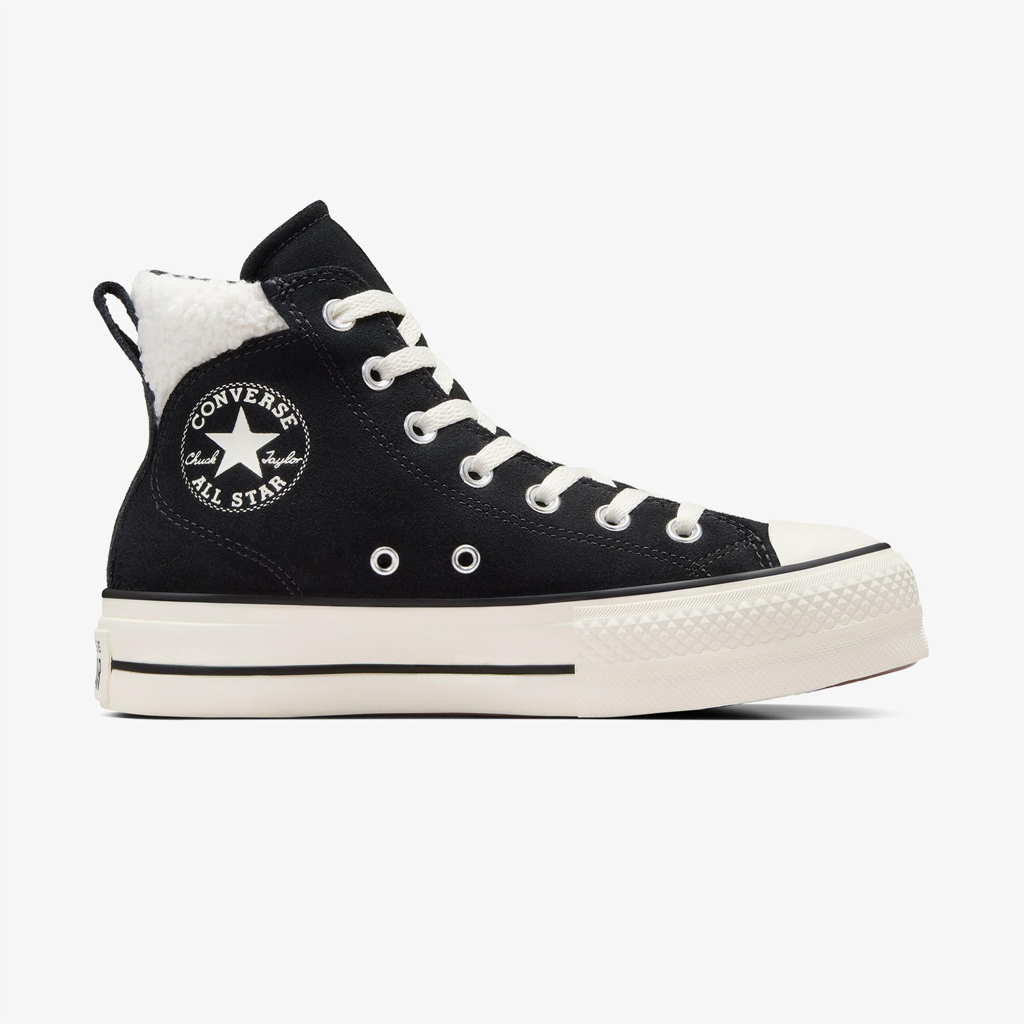 Converse Chuck Taylor All Star Puff Lift Kadın Siyah Süet Sneaker