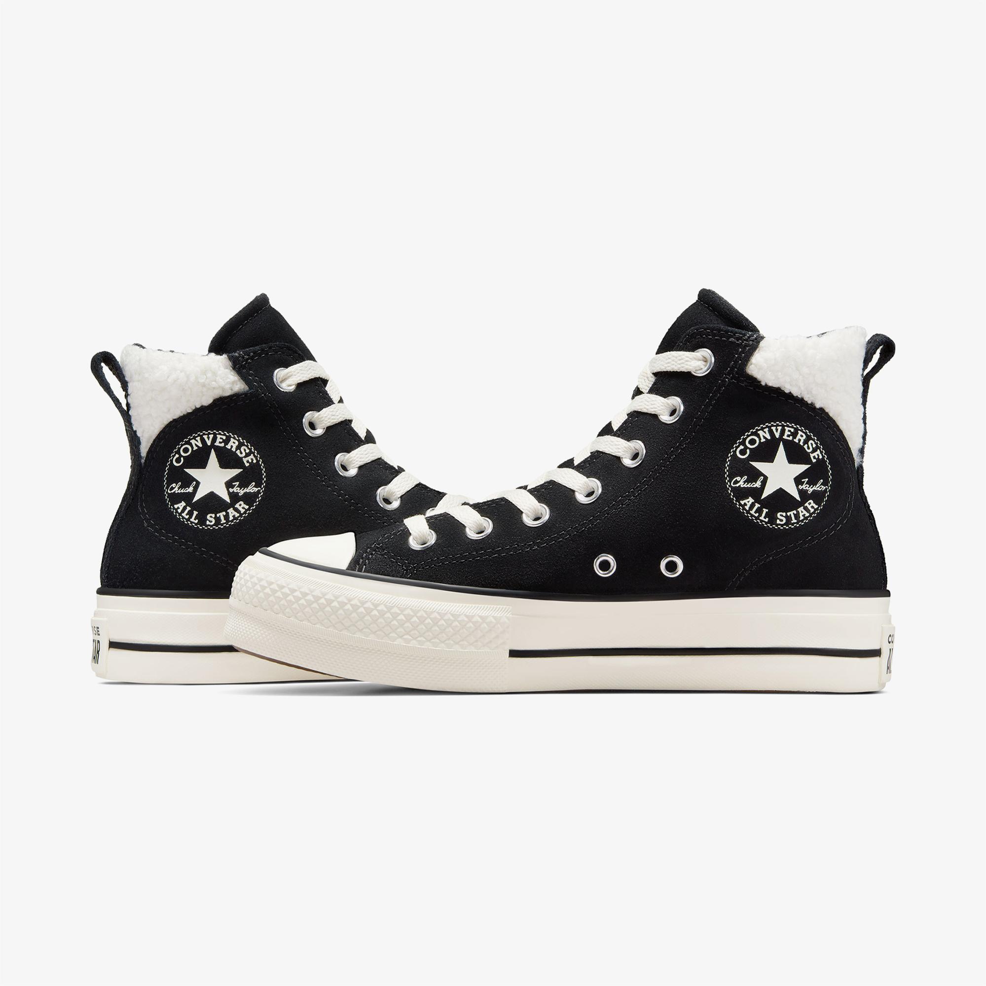 Converse Chuck Taylor All Star Puff Lift Kadın Siyah Süet Sneaker