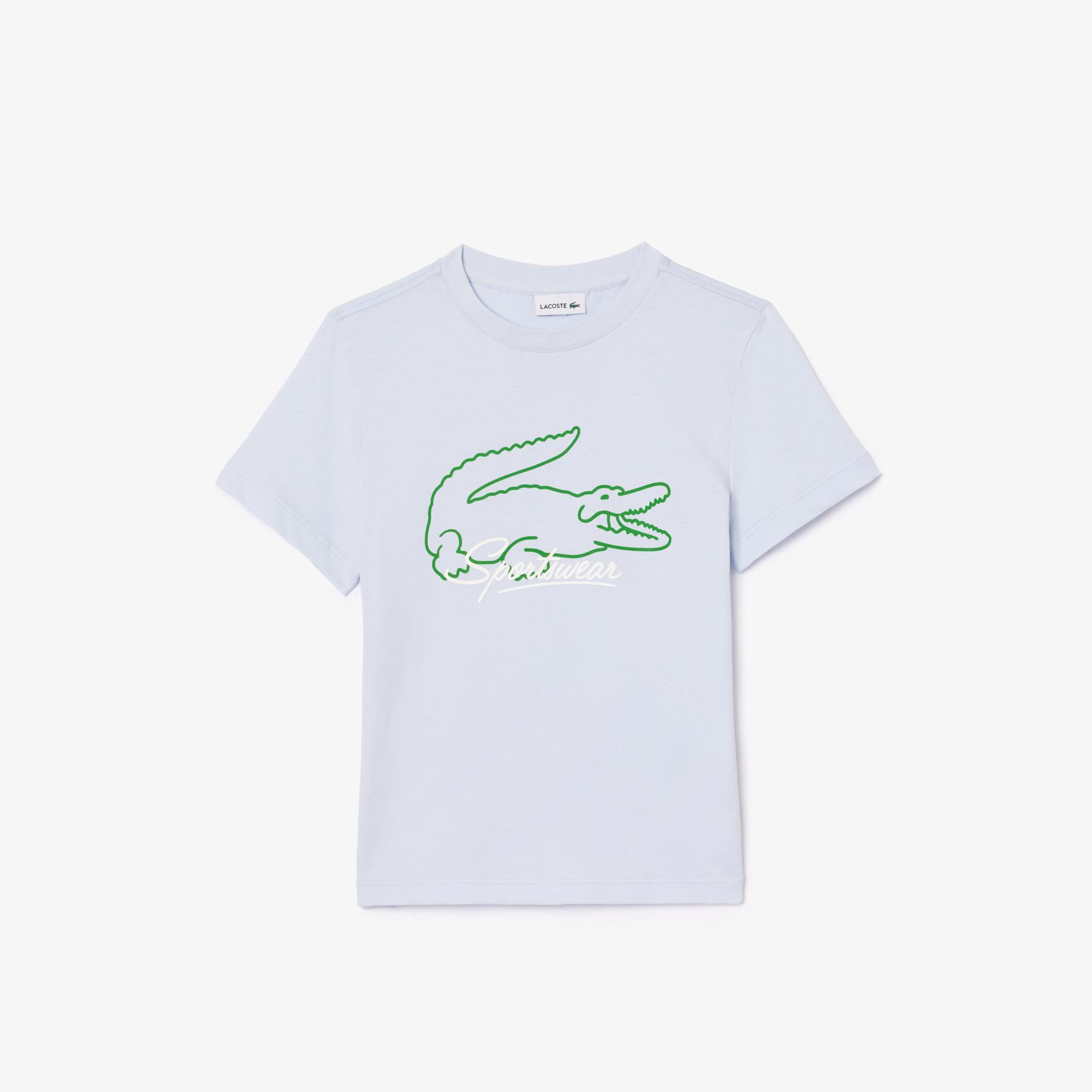 Lacoste Çocuk Bisiklet Yaka Baskılı Mavi T-Shirt